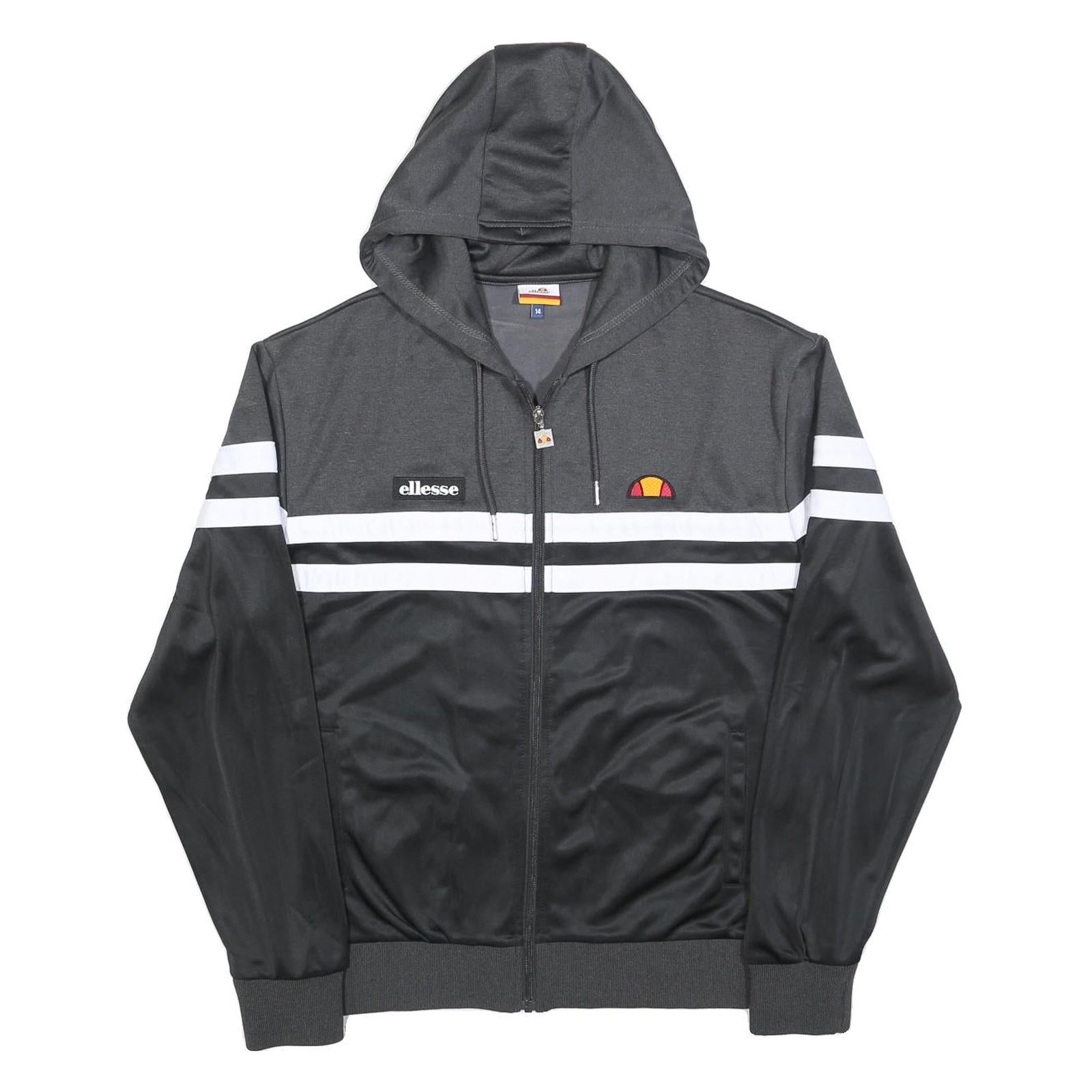 ELLESSE Womens Black & Grey Zip Up Hooded Polyester Blend Hoodie UK 14 Refurbished - N/A refurbished available on Cerqular