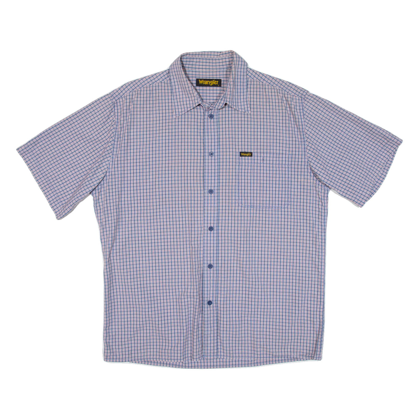 WRANGLER Mens Shirt Blue Check L Refurbished - N/A refurbished available on Cerqular