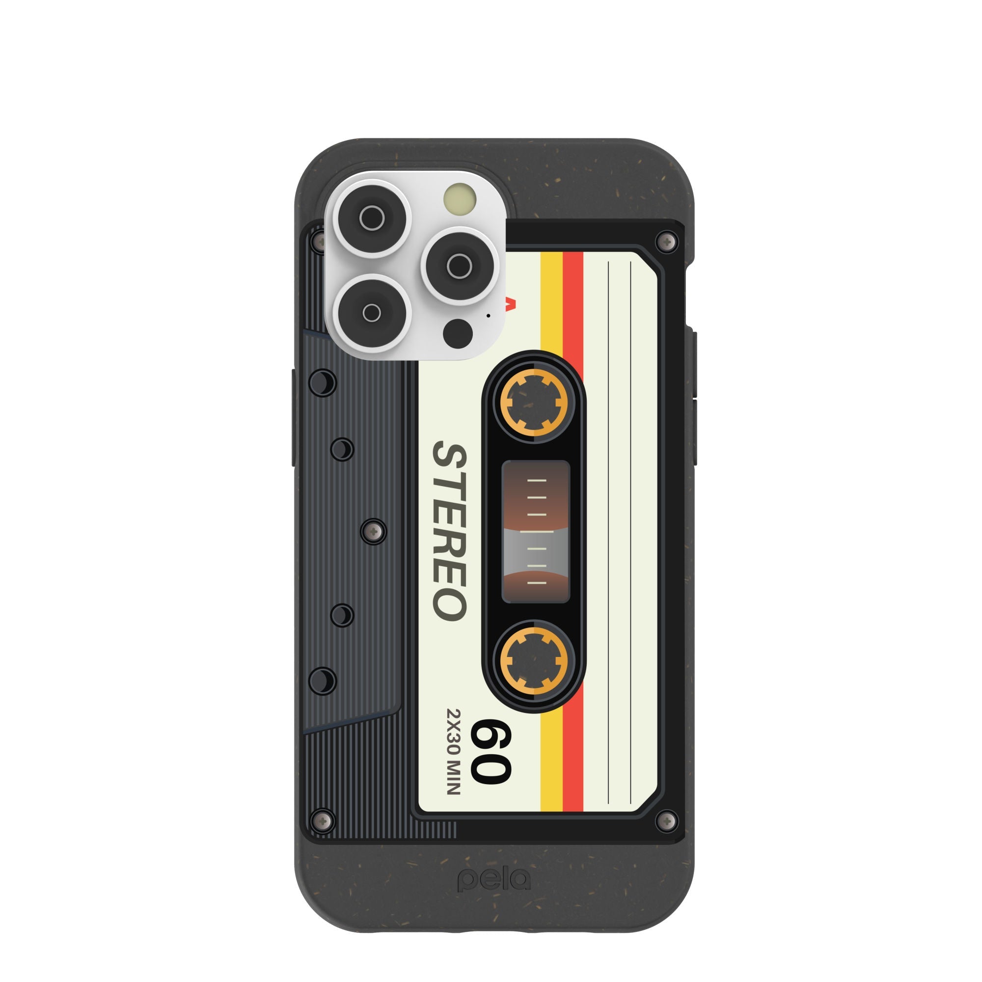 Black Cassette iPhone 14 Pro Max Case Refurbished - Pela Case refurbished available on Cerqular