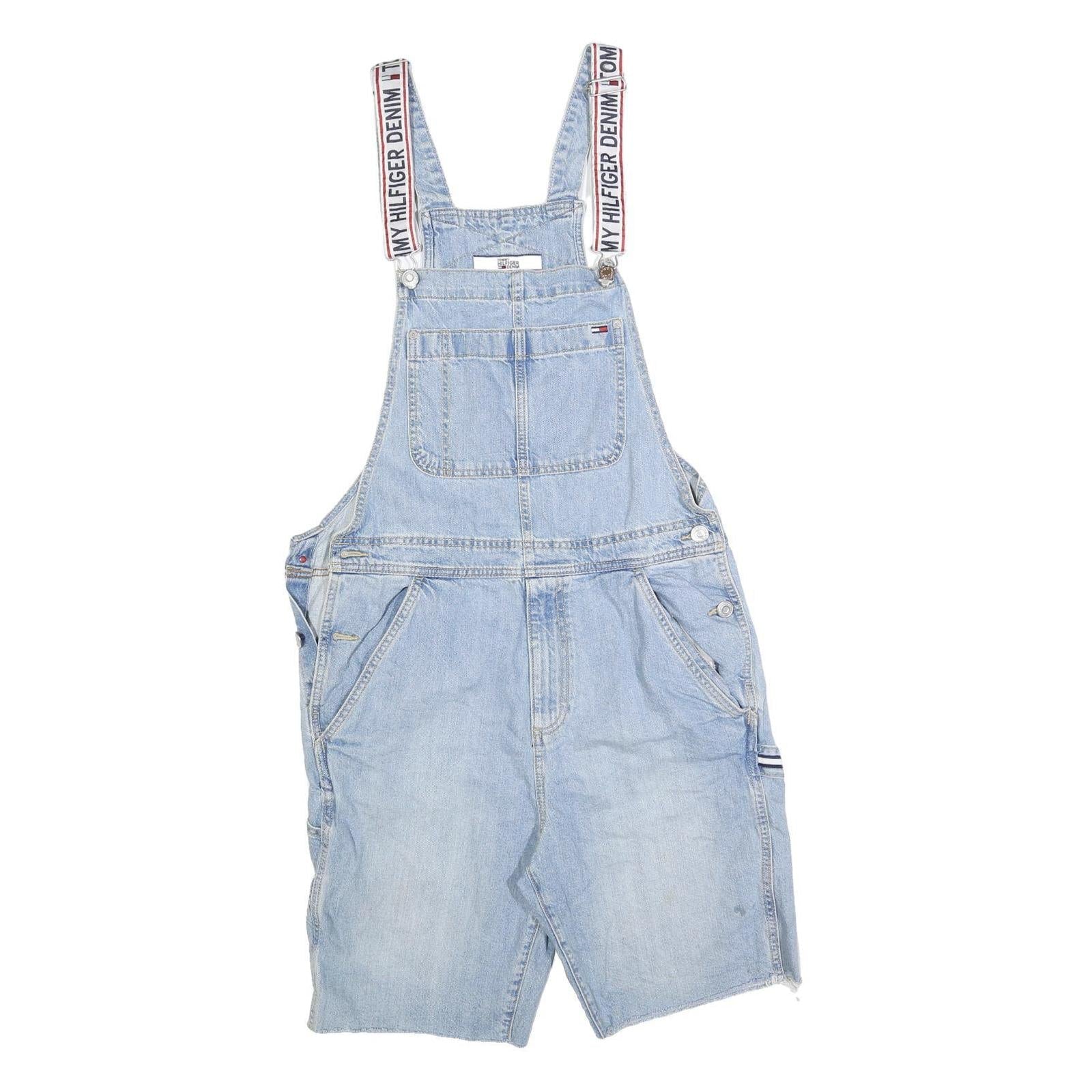 TOMMY HILFIGER Womens Blue Denim Dungarees Relaxed Cotton Blend S W34 L10 Shorts Refurbished - N/A refurbished available on Cerqular