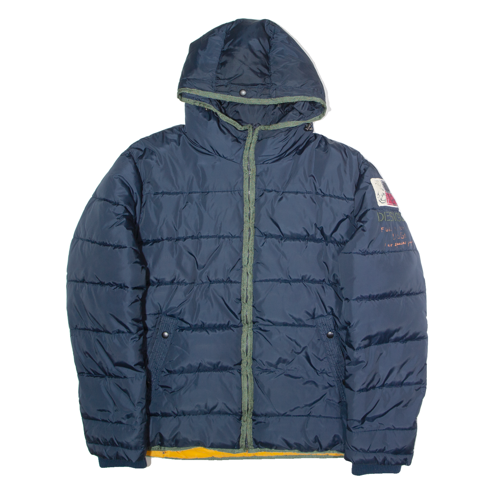 DESIGUAL Mens Puffer Jacket Blue Hooded 2XL Refurbished - N/A refurbished available on Cerqular