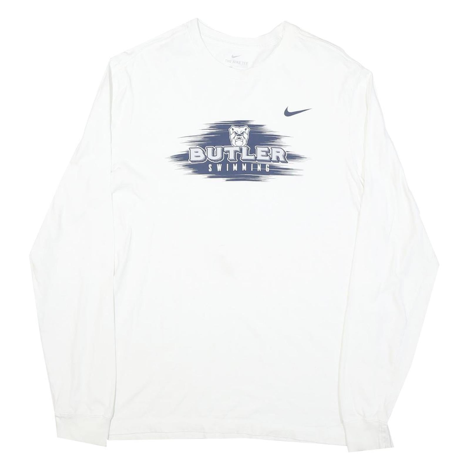 NIKE Mens White Butler Swimming Long Sleeve Crew Neck Graphic T-Shirt M Refurbished - N/A refurbished available on Cerqular