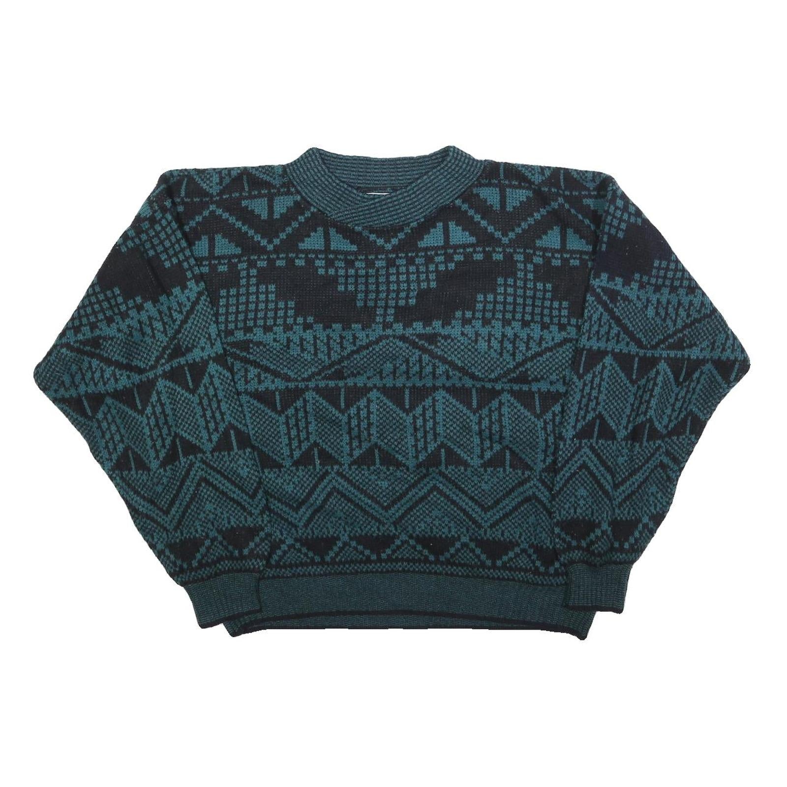 ZEPPELIN Womens Blue & Black Patterned Jumper Crew Neck Basic Knit L Refurbished - N/A refurbished available on Cerqular