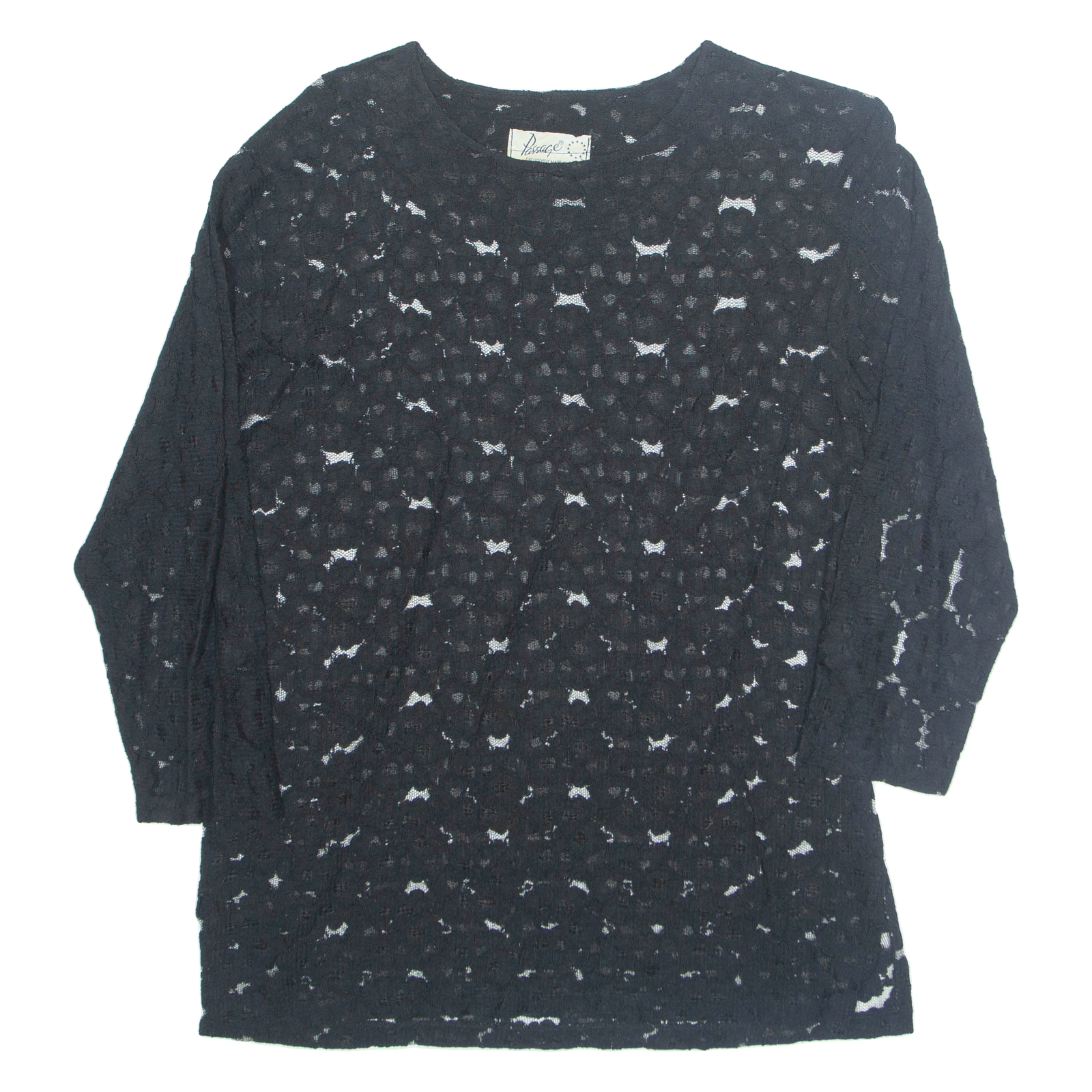 PASSAGE Womens Blouse Black Long Sleeve M Refurbished - N/A refurbished available on Cerqular