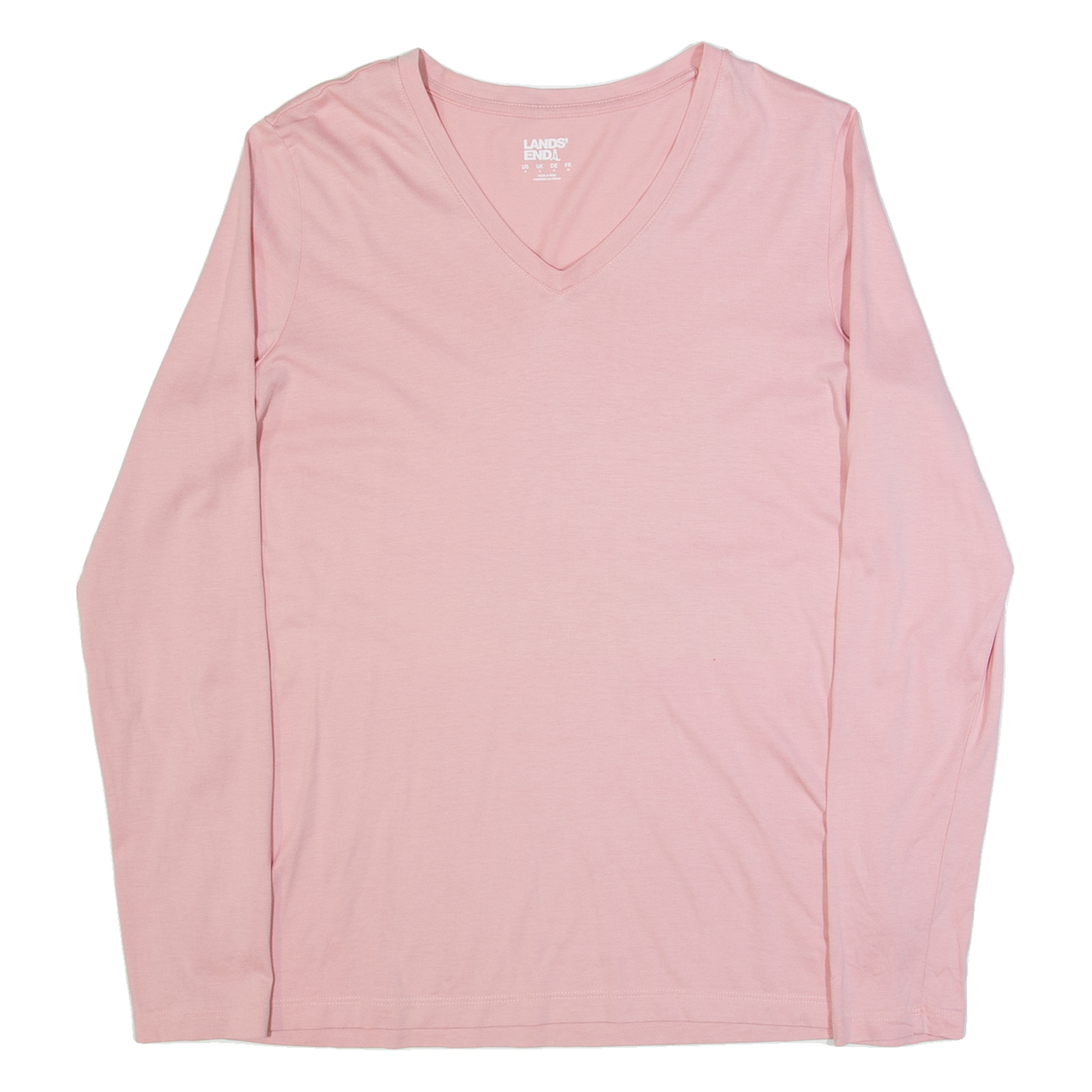 LANDS END Womens T-Shirt Pink Long Sleeve V-Neck S Refurbished - N/A refurbished available on Cerqular