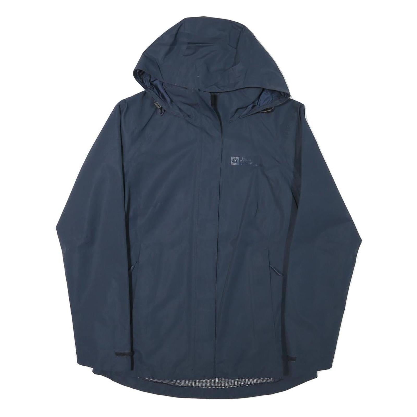 JACK WOLFSKIN Womens Blue Outdoor Jacket XS Polyester Blend Zip Hooded Plain Refurbished - N/A refurbished available on Cerqular