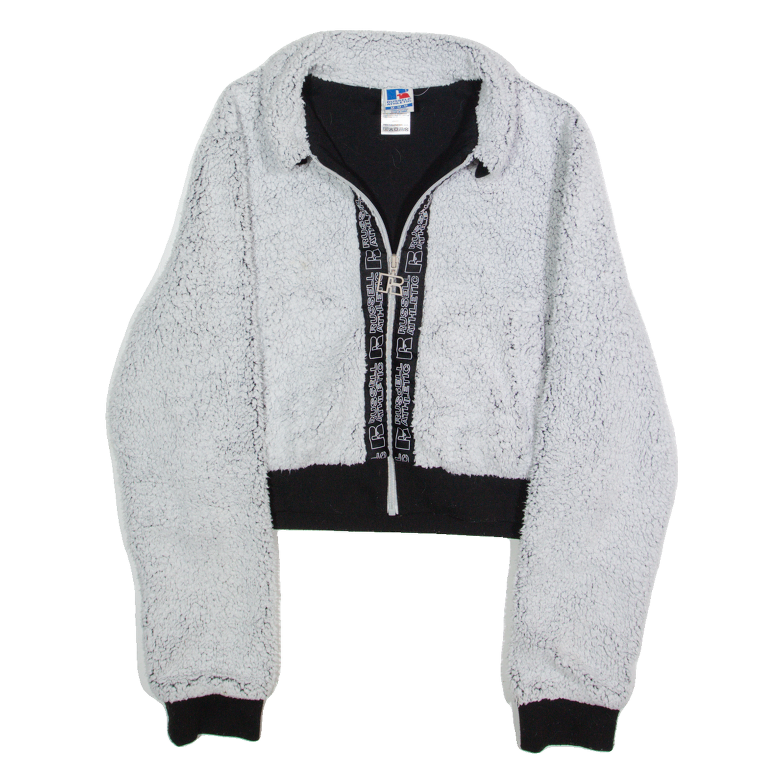 RUSSELL ATHLETIC Cropped Womens Fleece Jacket Grey M Refurbished - N/A refurbished available on Cerqular