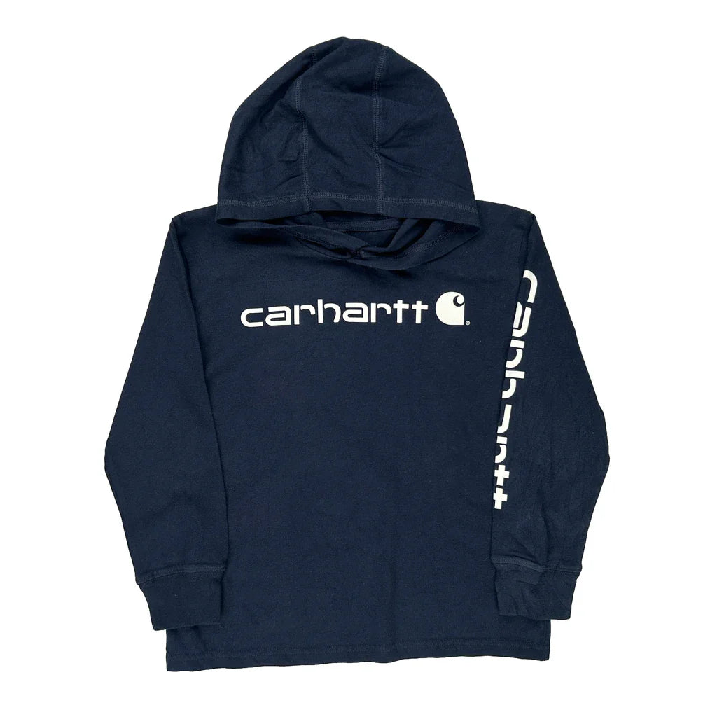 Buy Age 8-10 Carhartt Hoodie - Small Navy Cotton Refurbished - $17.81 Age 8-10 Carhartt Hoodie - Small Navy Cotton Refurbished - Thrifted (note: this is a term often used to describe second- refurbished available on Cerqular