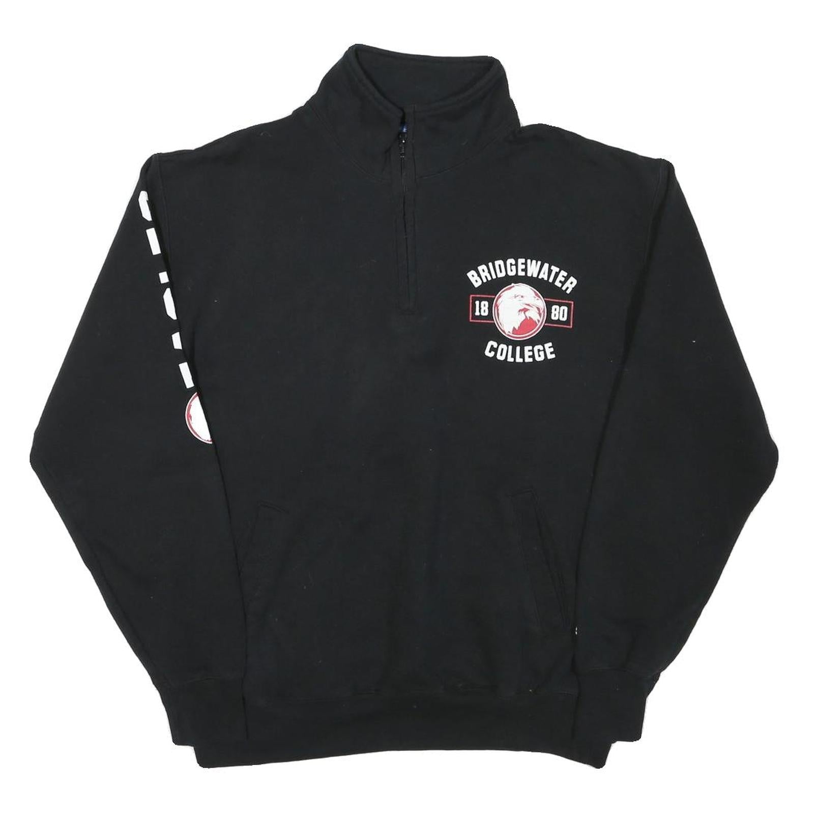 CHAMPION Mens Black Bridgewater College Half Zip L Sweatshirt Logo Comfort Refurbished - N/A refurbished available on Cerqular
