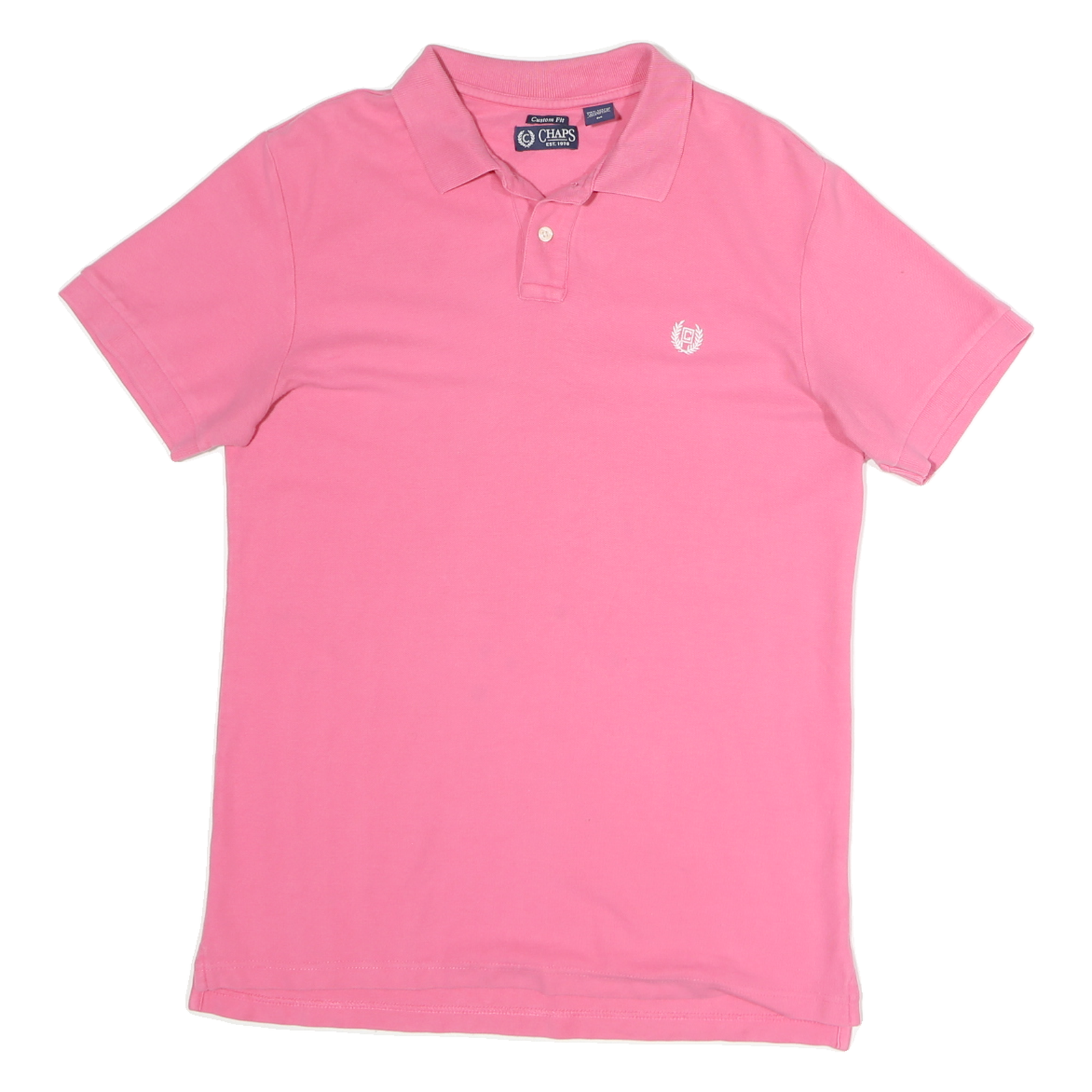 CHAPS Mens Pink Short Sleeve Plain Polo Shirt M Custom Fit Logo Embroidered Refurbished - N/A refurbished available on Cerqular