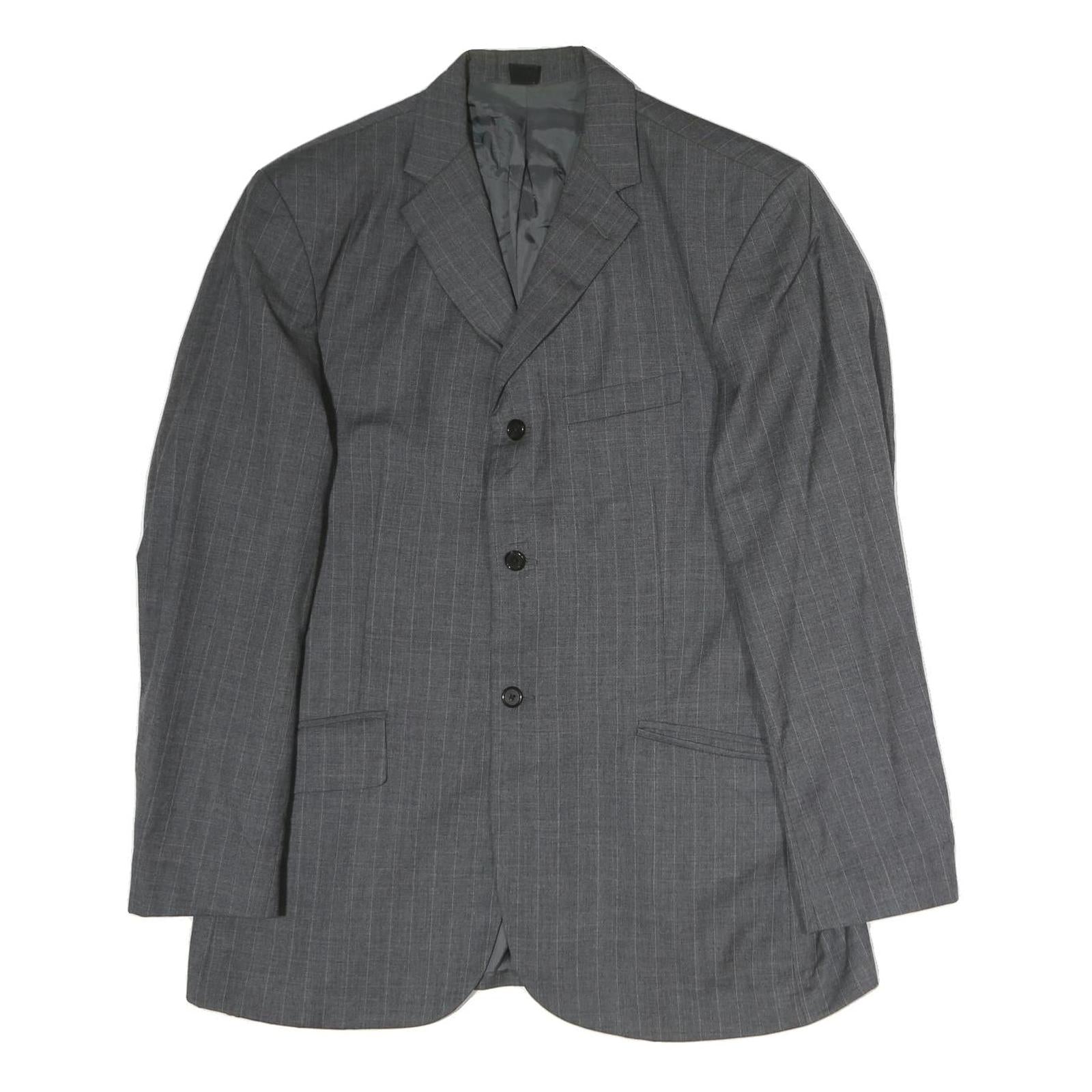 Mens Grey Plain Classic Jacket L Cotton Button Closure Formal Blazer Refurbished - N/A refurbished available on Cerqular