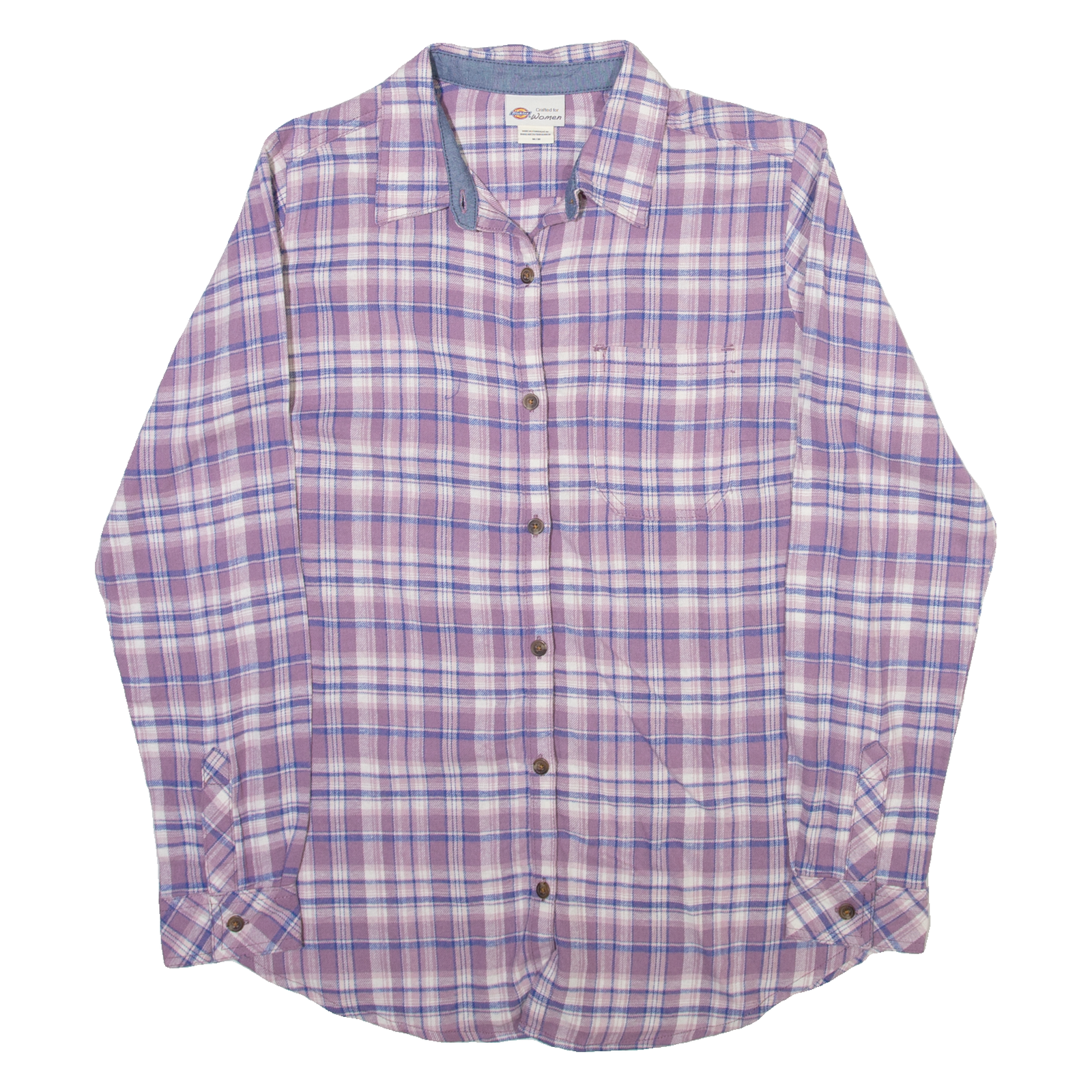 DICKIES Womens Shirt Purple Check Long Sleeve M Refurbished - N/A refurbished available on Cerqular
