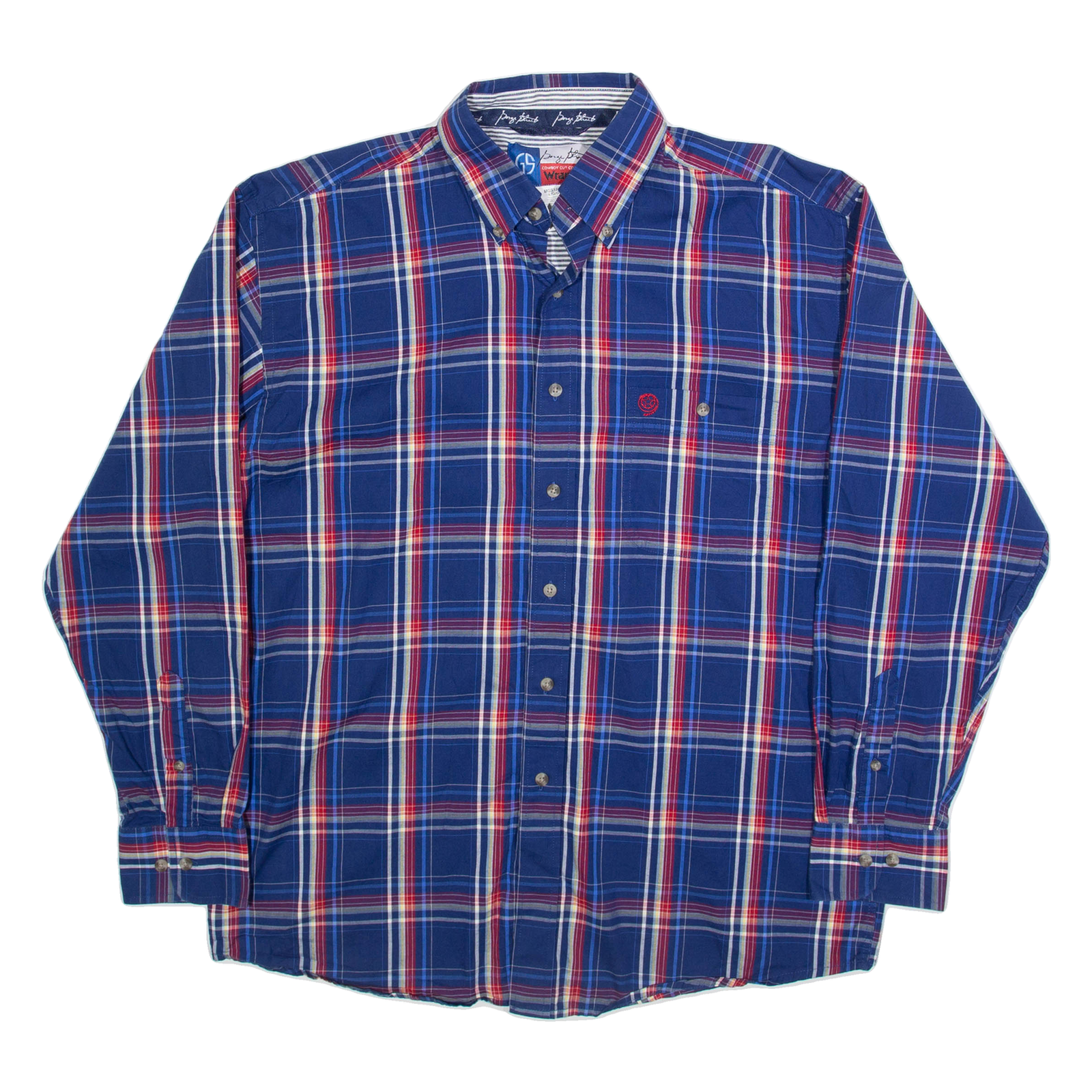 WRANGLER Mens Shirt Blue Check Long Sleeve L Refurbished - N/A refurbished available on Cerqular