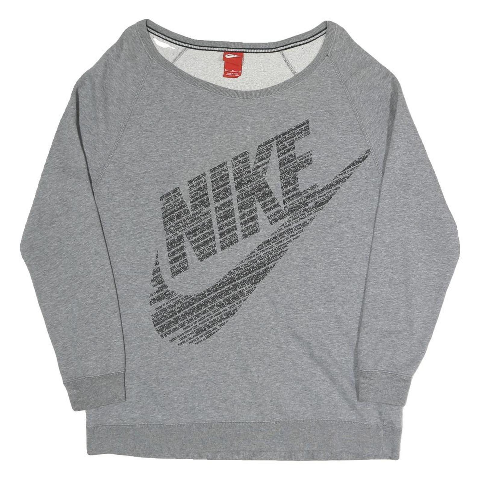 NIKE Womens Grey Crew Neck M Cotton Blend Sweatshirt Casual Sportswear Refurbished - N/A refurbished available on Cerqular