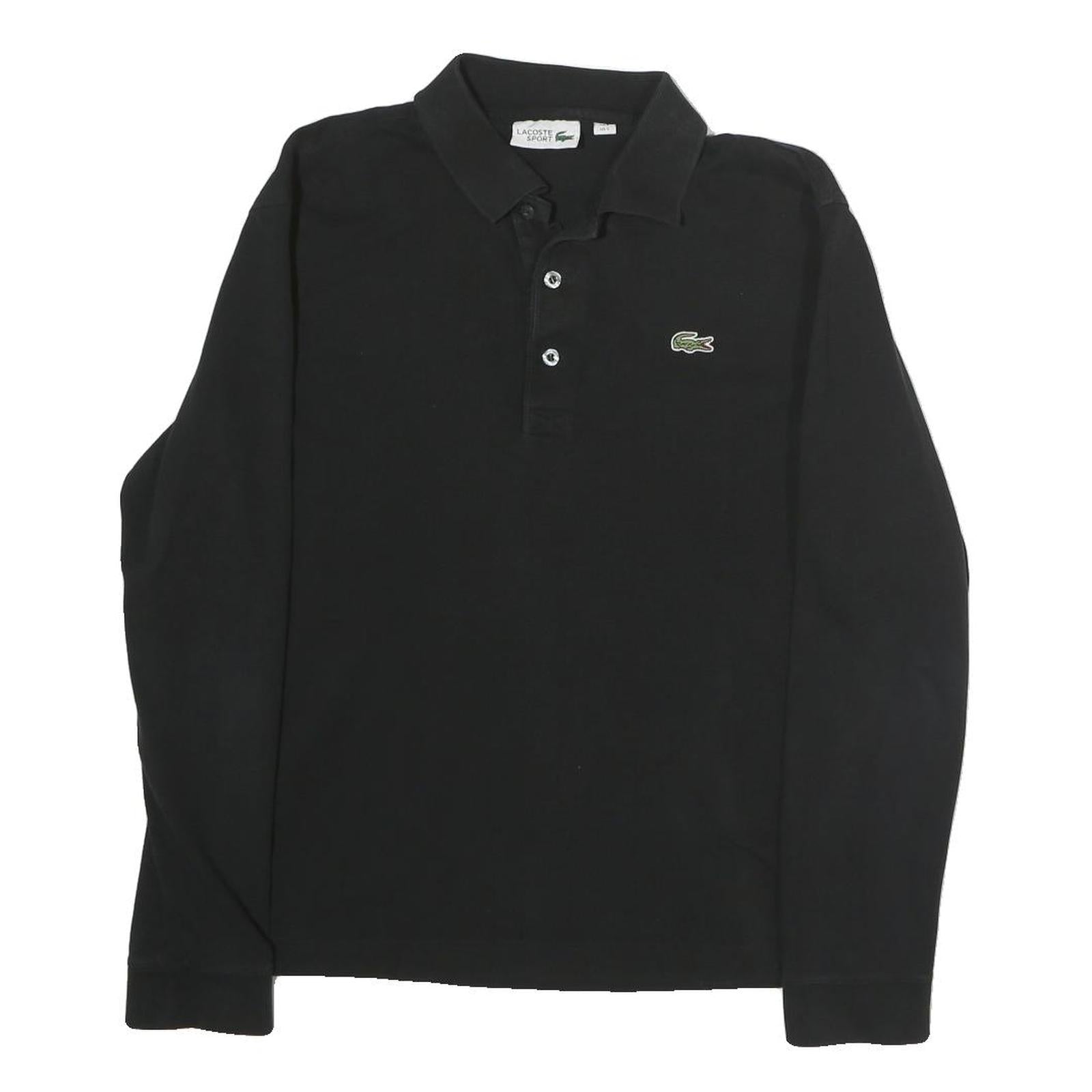 LACOSTE Mens Black Cotton Long Sleeve Plain Polo Shirt S Classic Sport Refurbished - N/A refurbished available on Cerqular