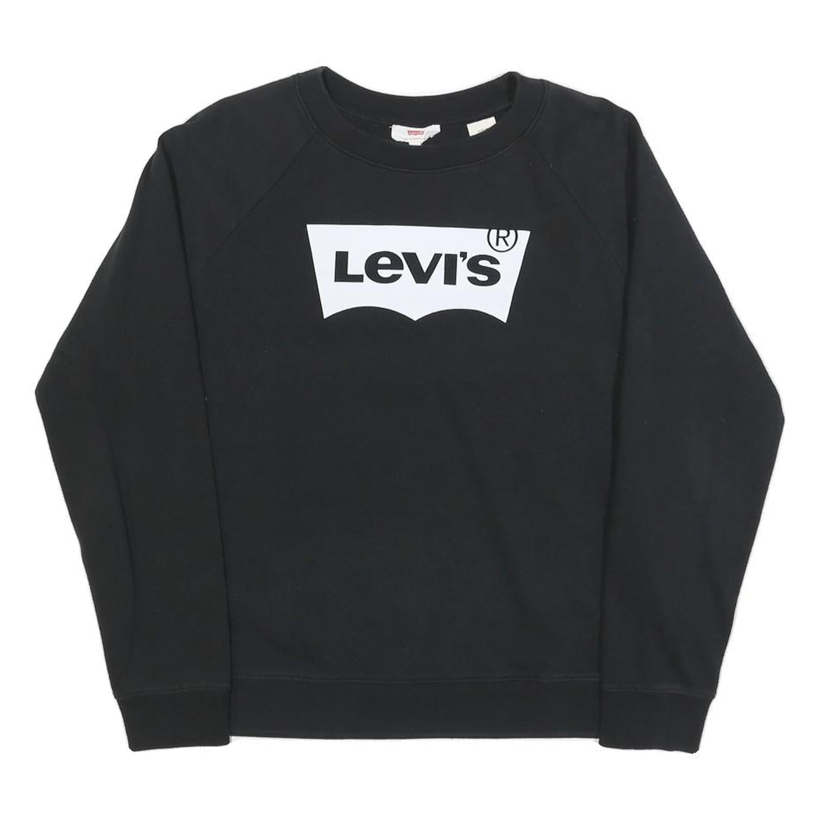 LEVI'S Mens Black Crew Neck XS Cotton Blend Sweatshirt Logo Print Refurbished - N/A refurbished available on Cerqular