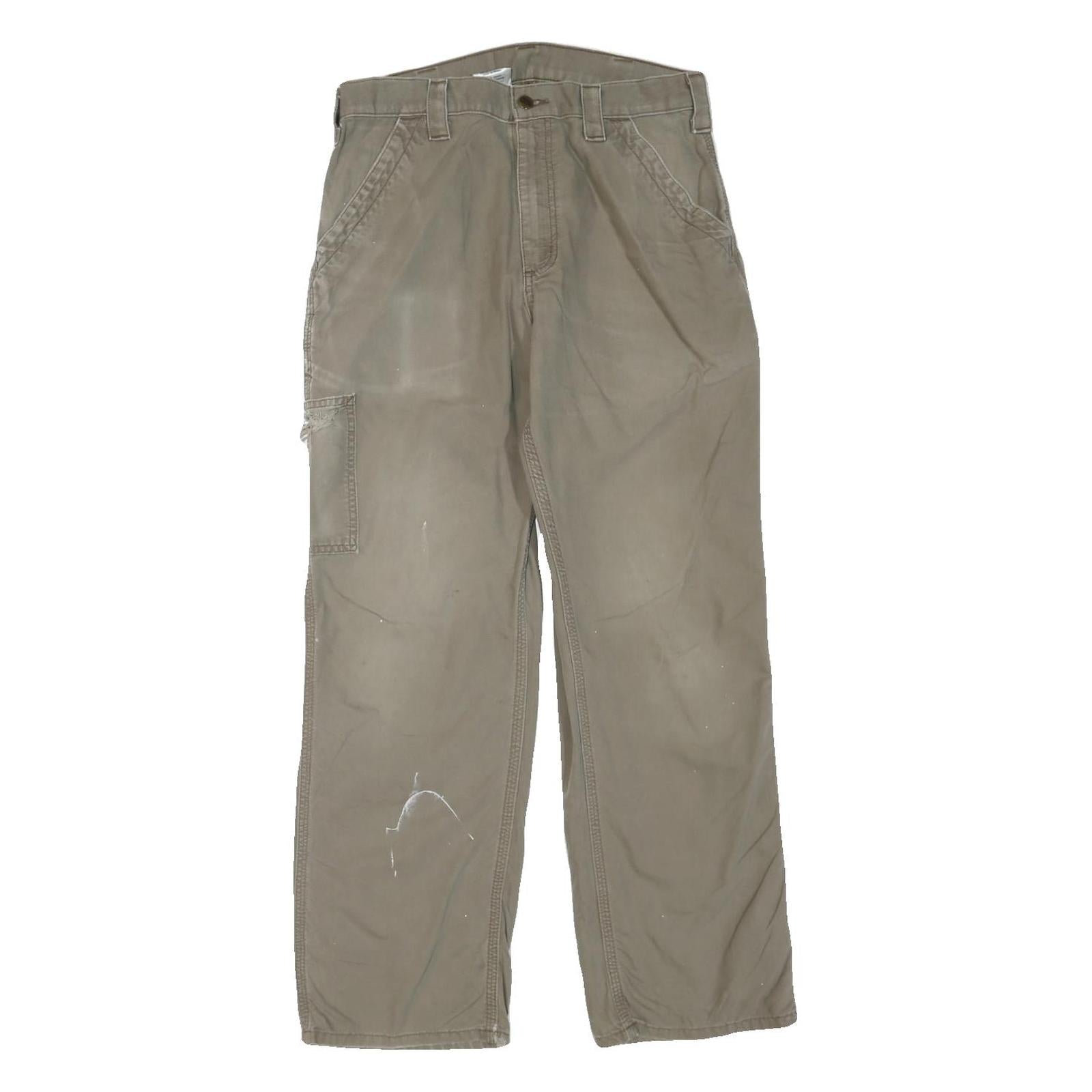 CARHARTT Mens Regular Beige Cotton Blend Cargo Trousers W32 L30 Workwear Zip Refurbished - N/A refurbished available on Cerqular