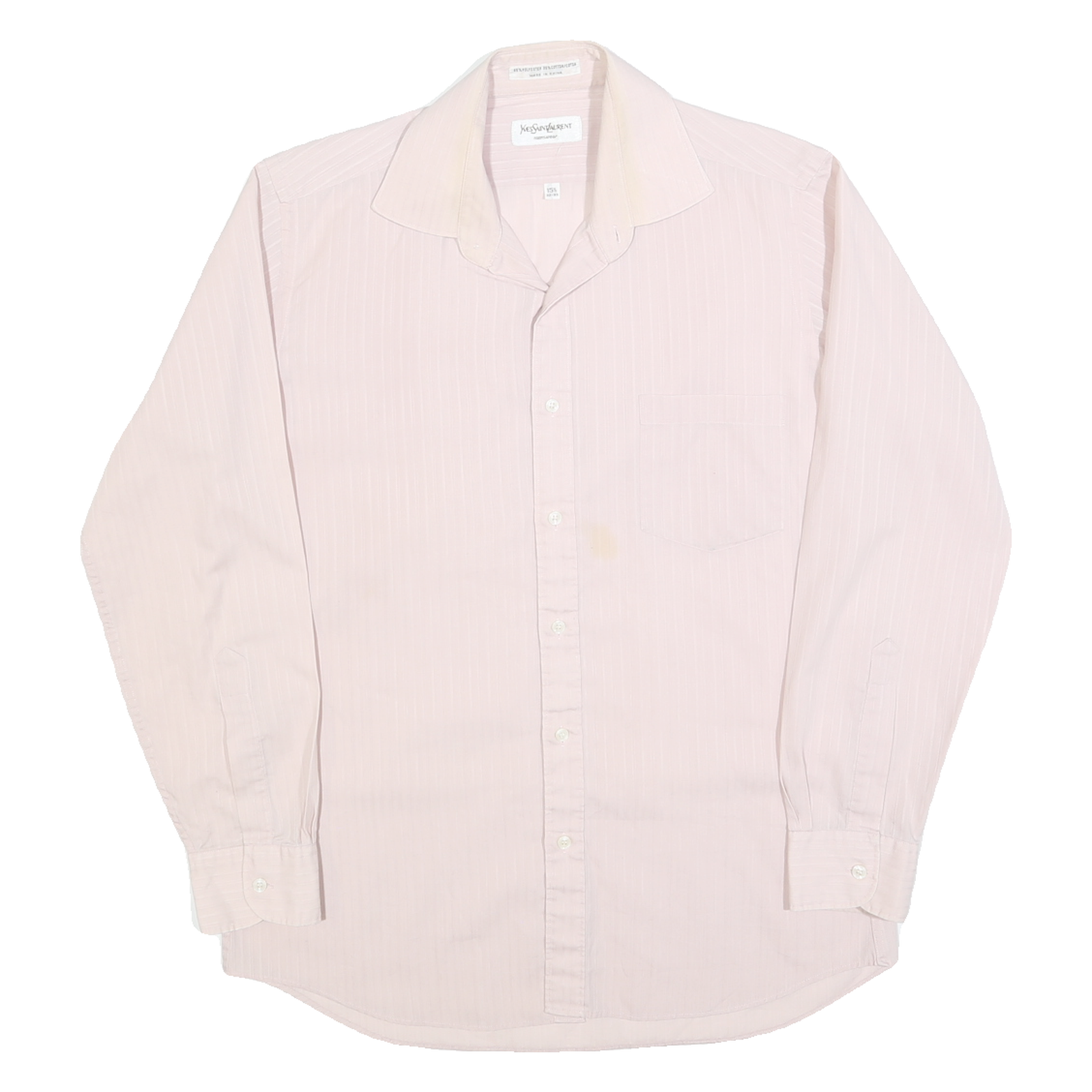 YVES SAINT LAURENT Mens Pale Pink Shirt M Button Collar Polyester Blend Refurbished - N/A refurbished available on Cerqular