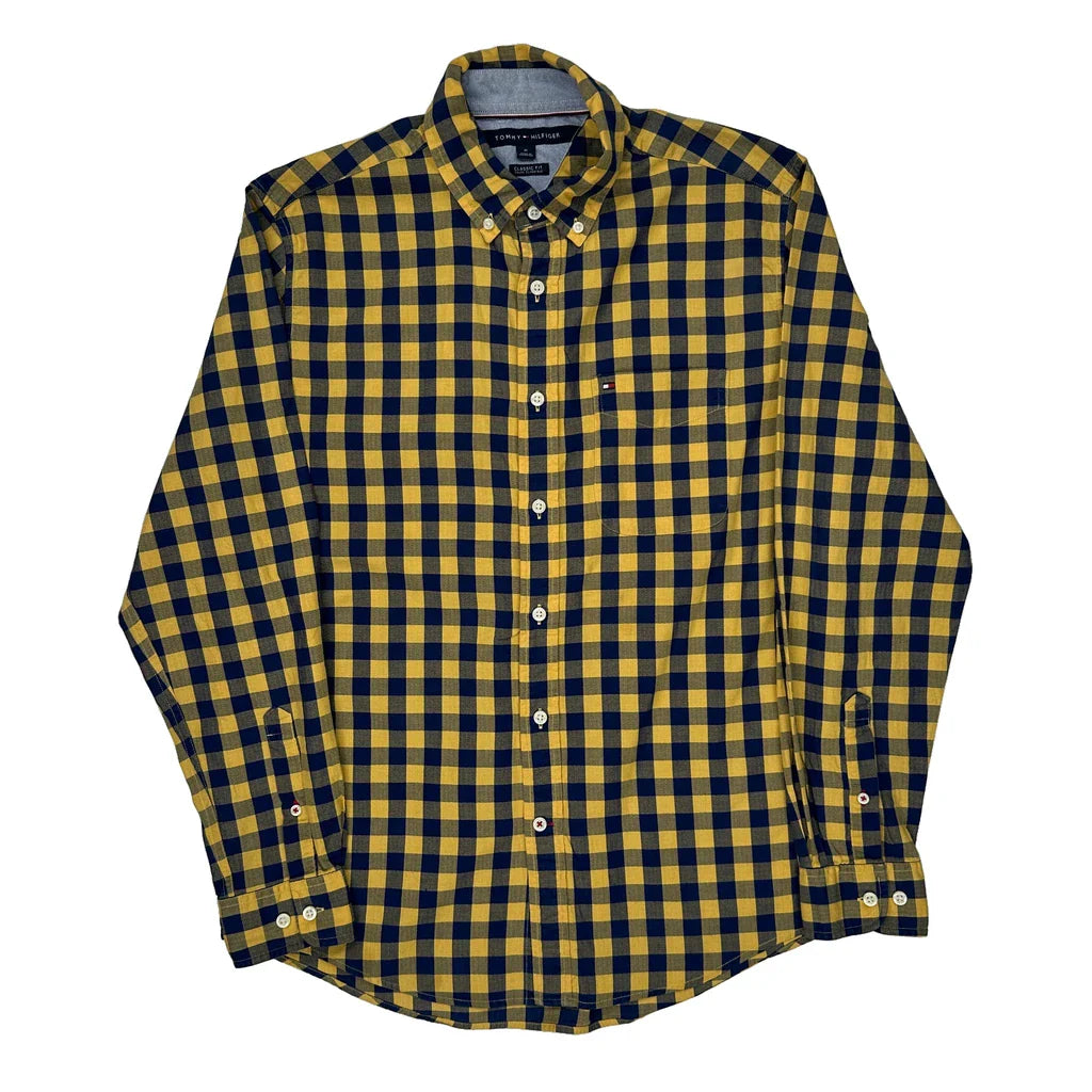 Buy Tommy Hilfiger Checked Shirt - Medium Blue Cotton Refurbished - $33.49 Tommy Hilfiger Checked Shirt - Medium Blue Cotton Refurbished - Thrifted (note: this is a term often used to describe second- refurbished available on Cerqular
