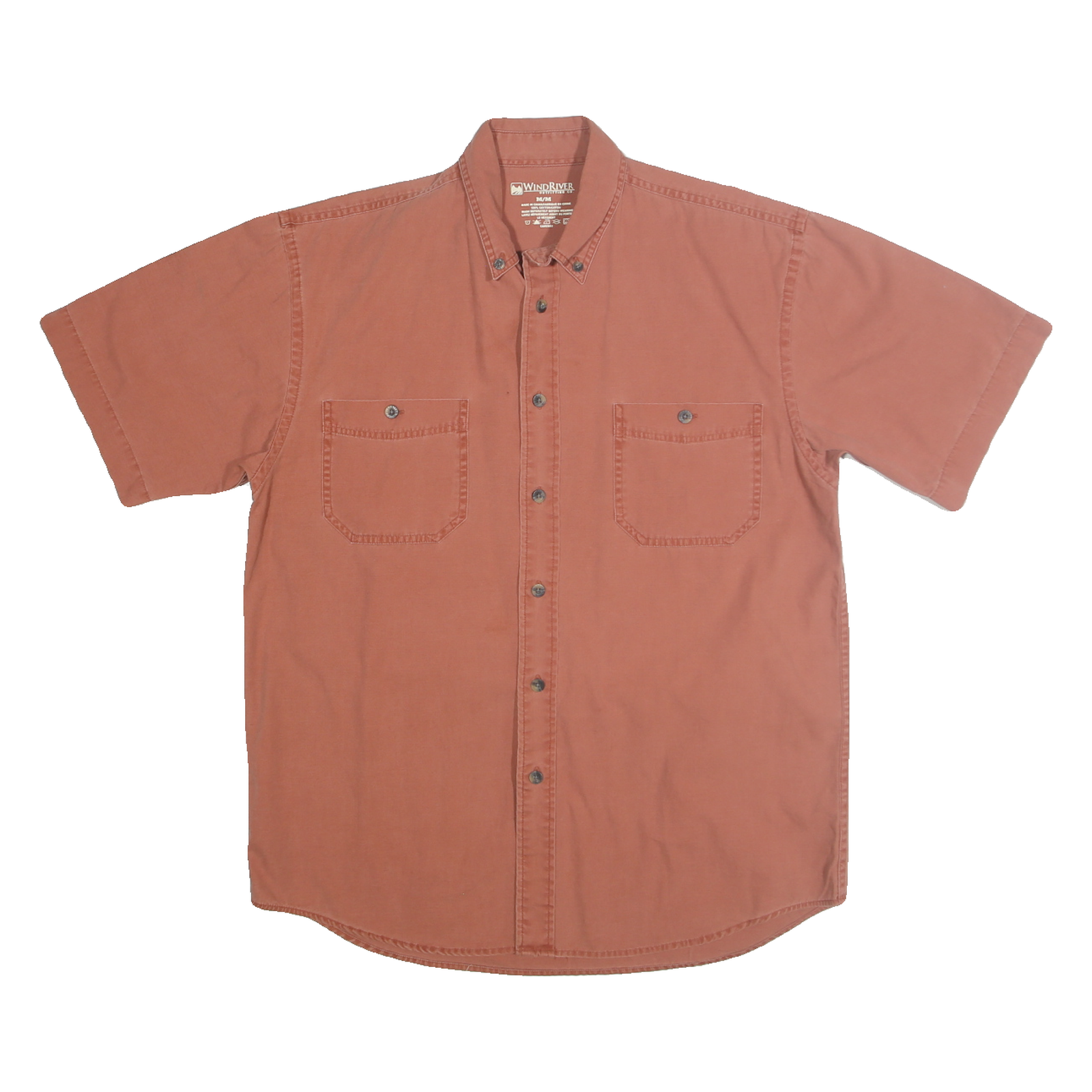 WIND RIVER Mens Rust Orange Cotton Short Sleeve Shirt M Casual Button Pocket Refurbished - N/A refurbished available on Cerqular