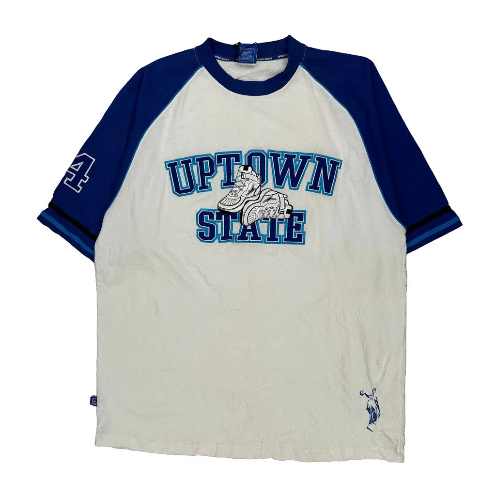 Uptown State Fnf Sportswear Graphic T-Shirt - XL Blue Cotton Refurbished - Thrifted (note: this is a term often used to describe second- refurbished available on Cerqular