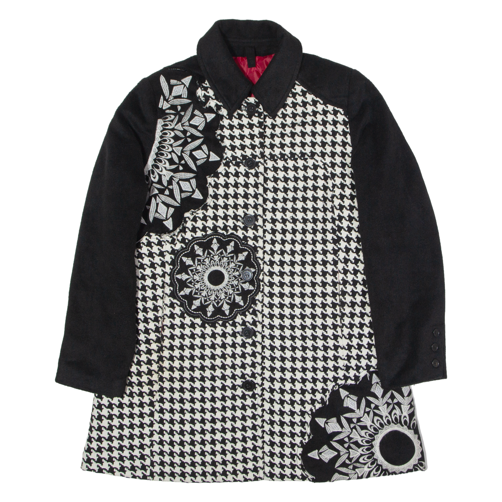 DESIGUAL Mandala Womens Overcoat Coat Black Knit Herringbone XL Refurbished - N/A refurbished available on Cerqular