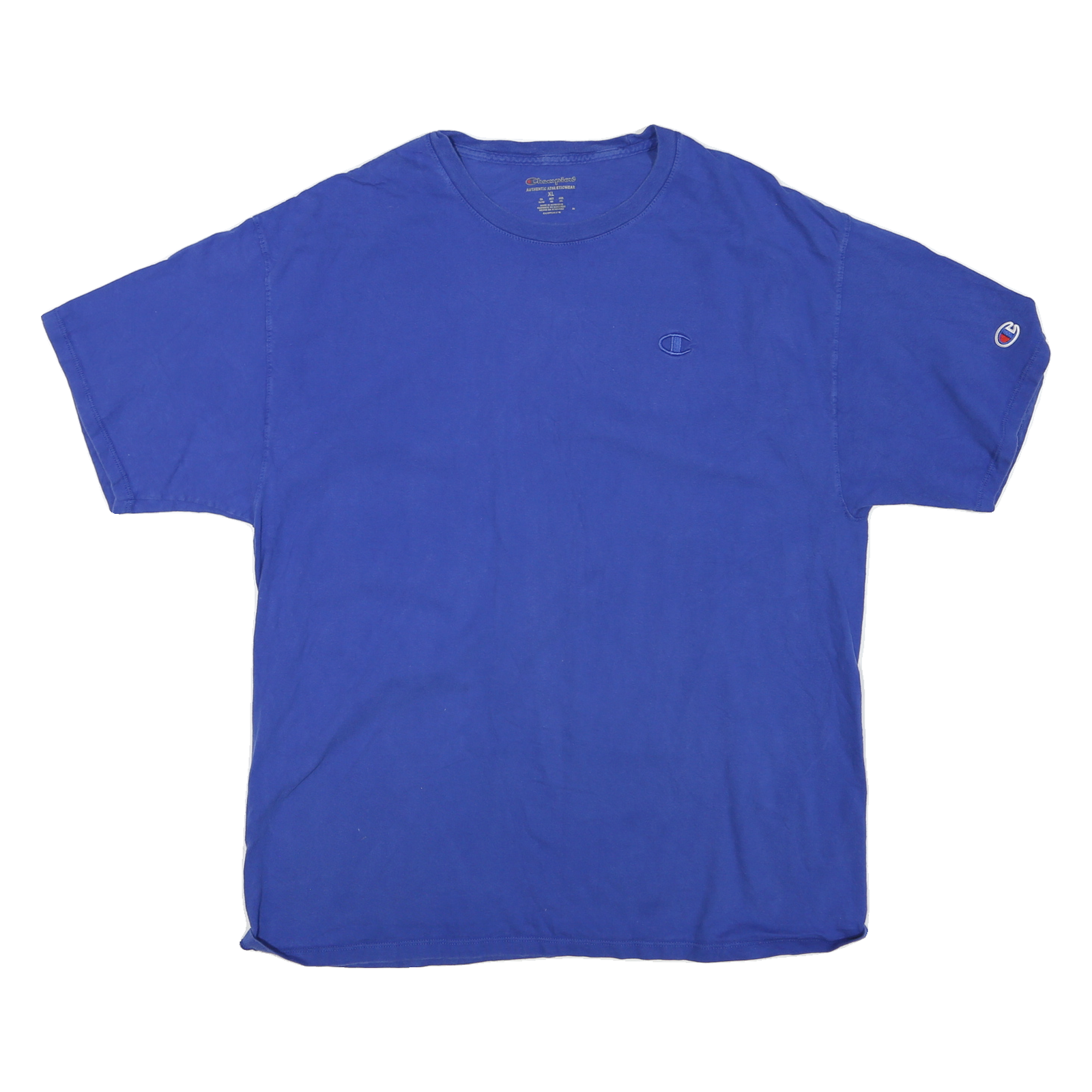 CHAMPION Mens Blue Crew Neck T-Shirt 2XL Short Sleeve Cotton Blend Casual Refurbished - N/A refurbished available on Cerqular