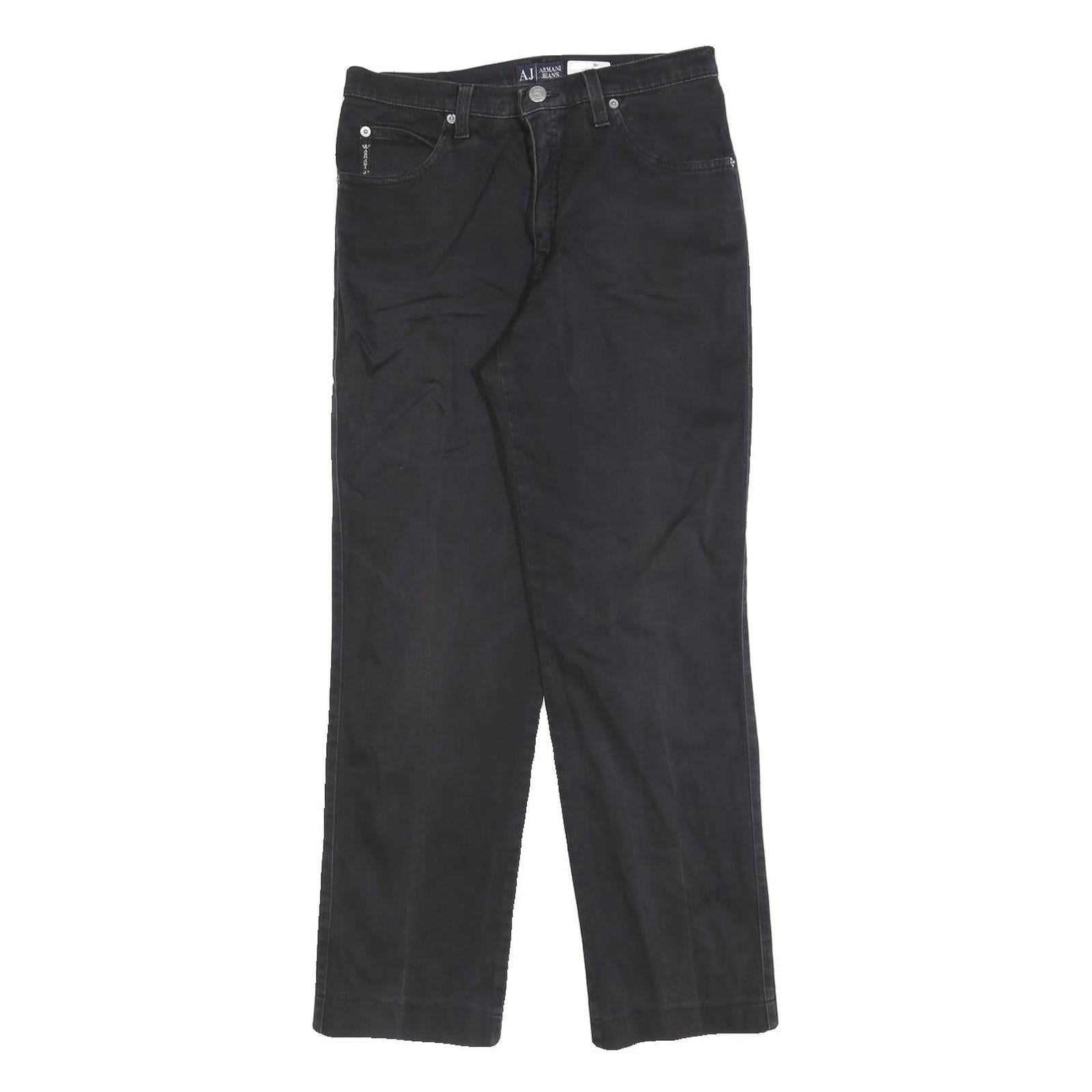 ARMANI JEANS Womens Cotton Blend Black Regular Straight Trousers W26 L28 Stylish Refurbished - N/A refurbished available on Cerqular