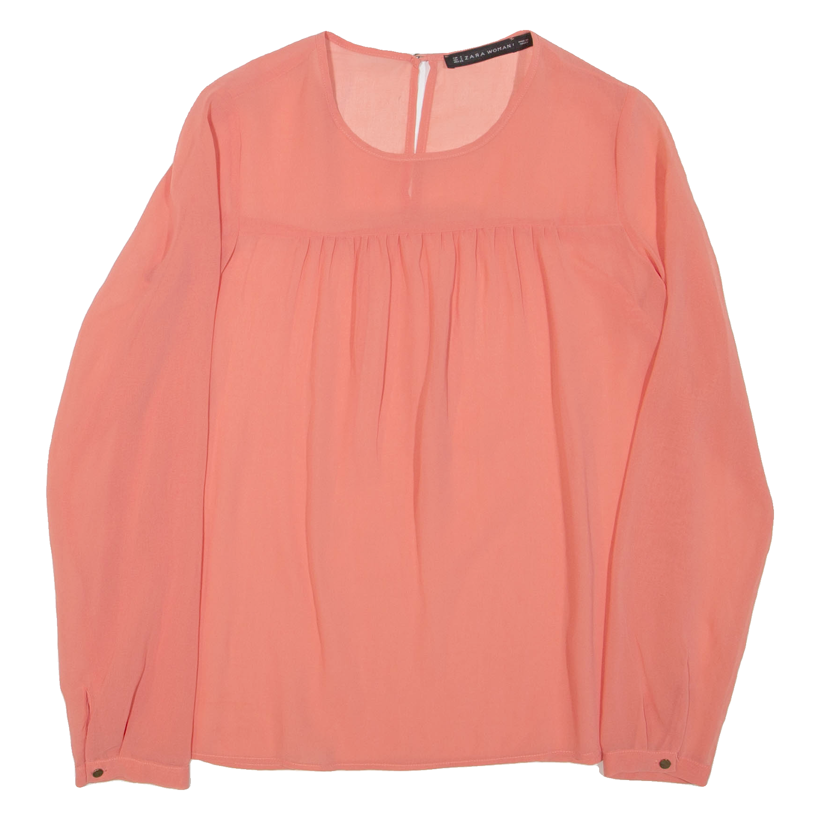 ZARA Sheer Womens Blouse Pink Long Sleeve S Refurbished - N/A refurbished available on Cerqular