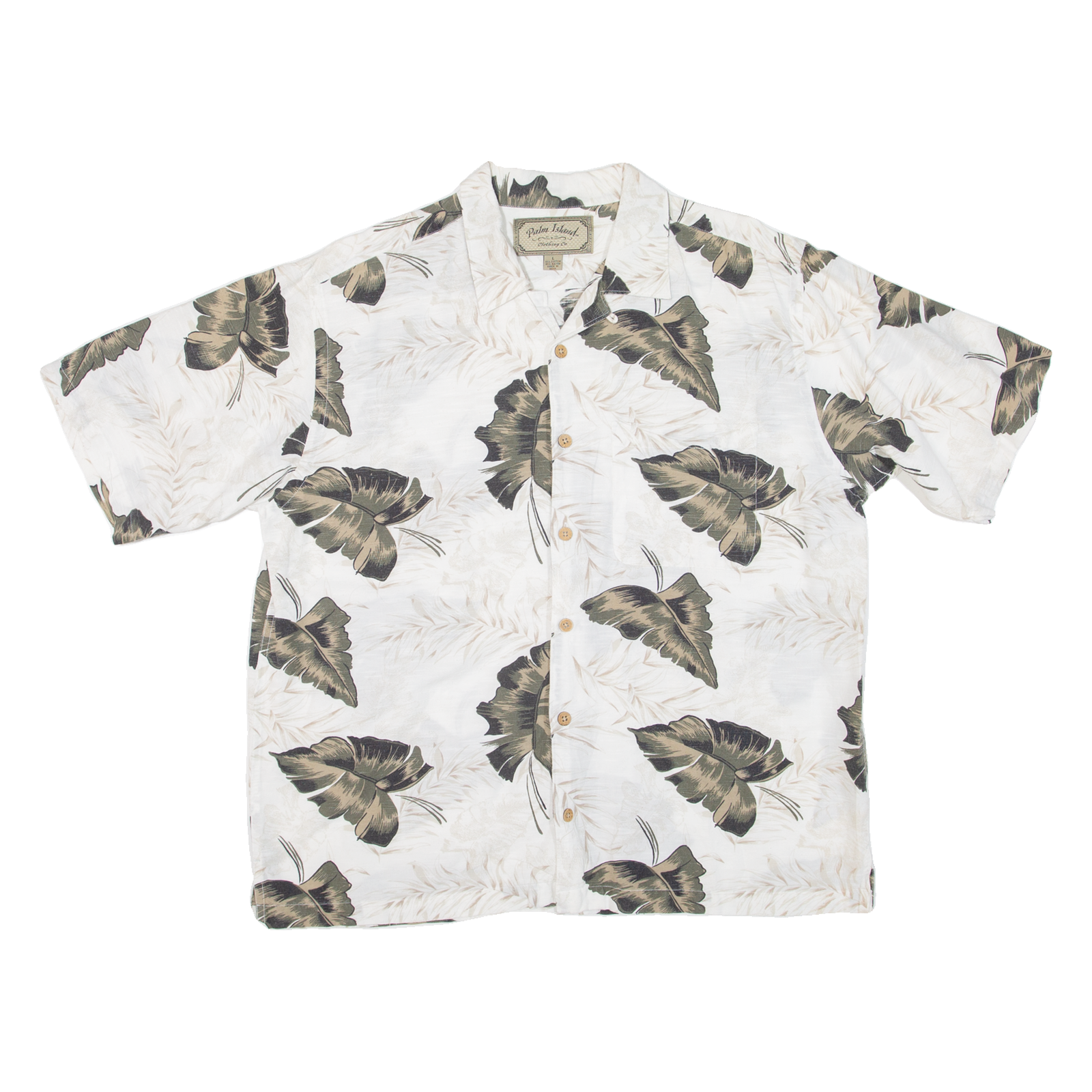 PALM ISLAND Mens Hawaiian Shirt Beige Floral L Refurbished - N/A refurbished available on Cerqular