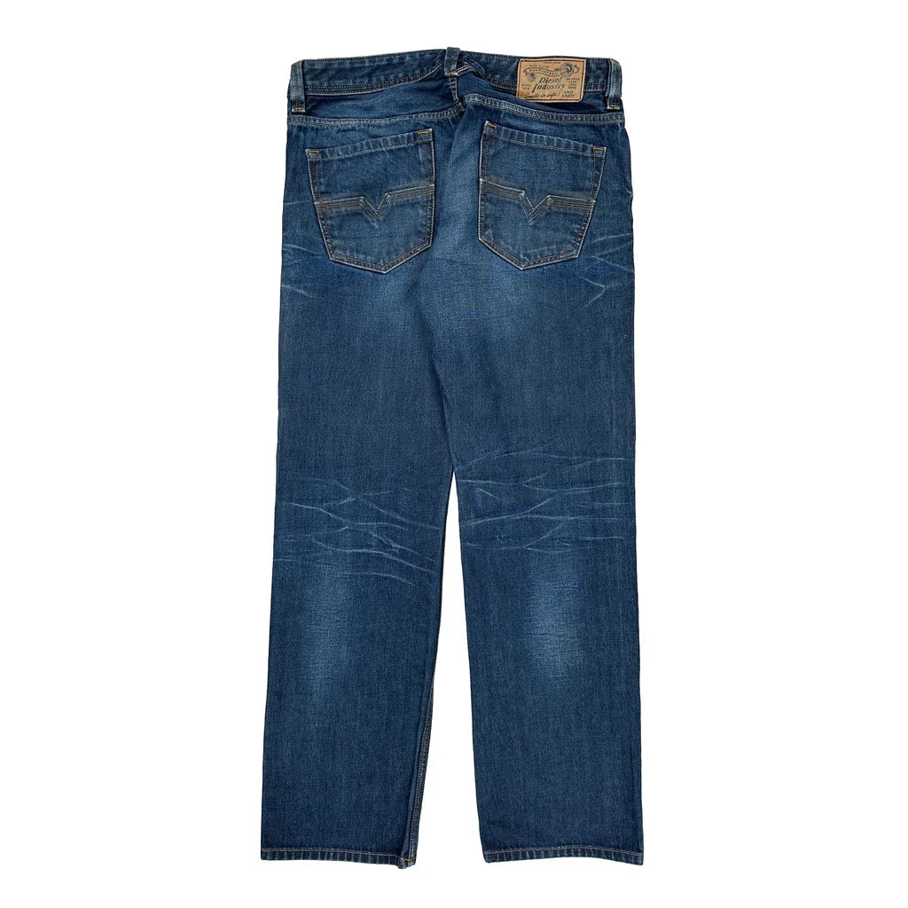 Diesel Jeans - 34W 32L Blue Cotton Refurbished - Thrifted (note: this is a term often used to describe second- refurbished available on Cerqular