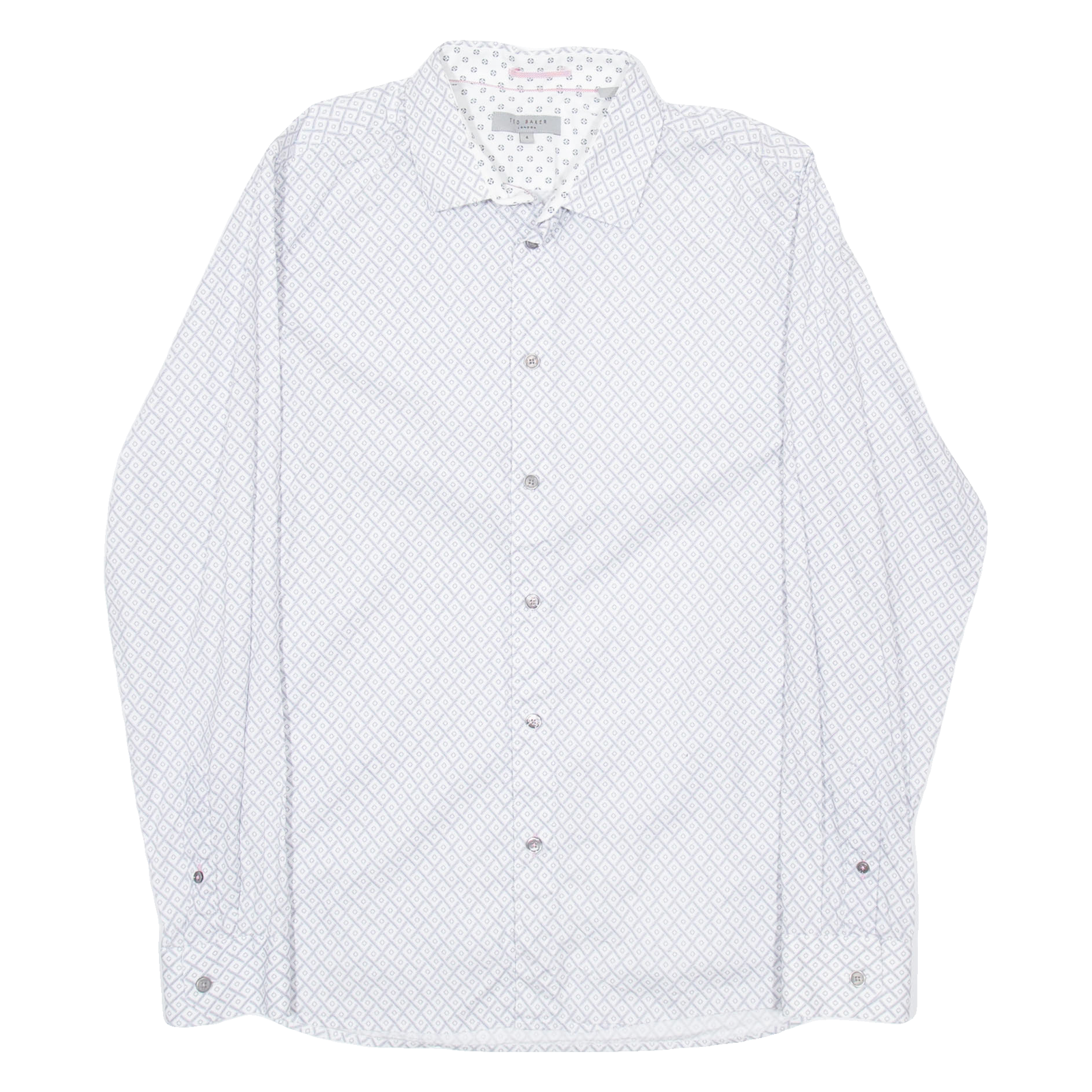 TED BAKER Mens Shirt White Geometric Long Sleeve M Refurbished - N/A refurbished available on Cerqular