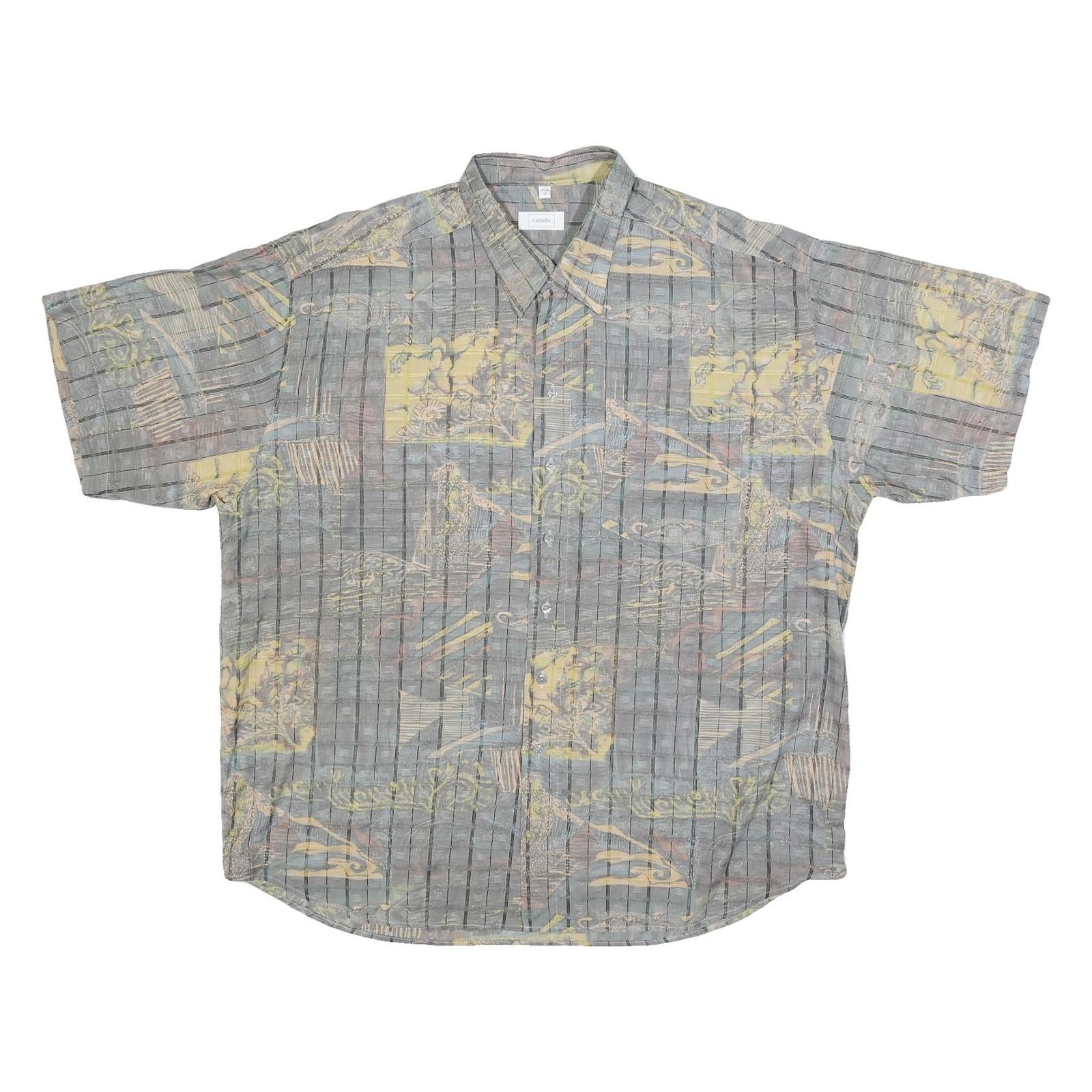 CANDA Mens Grey Printed Short Sleeve Shirt XL Polyester Blend Casual Summer Refurbished - N/A refurbished available on Cerqular