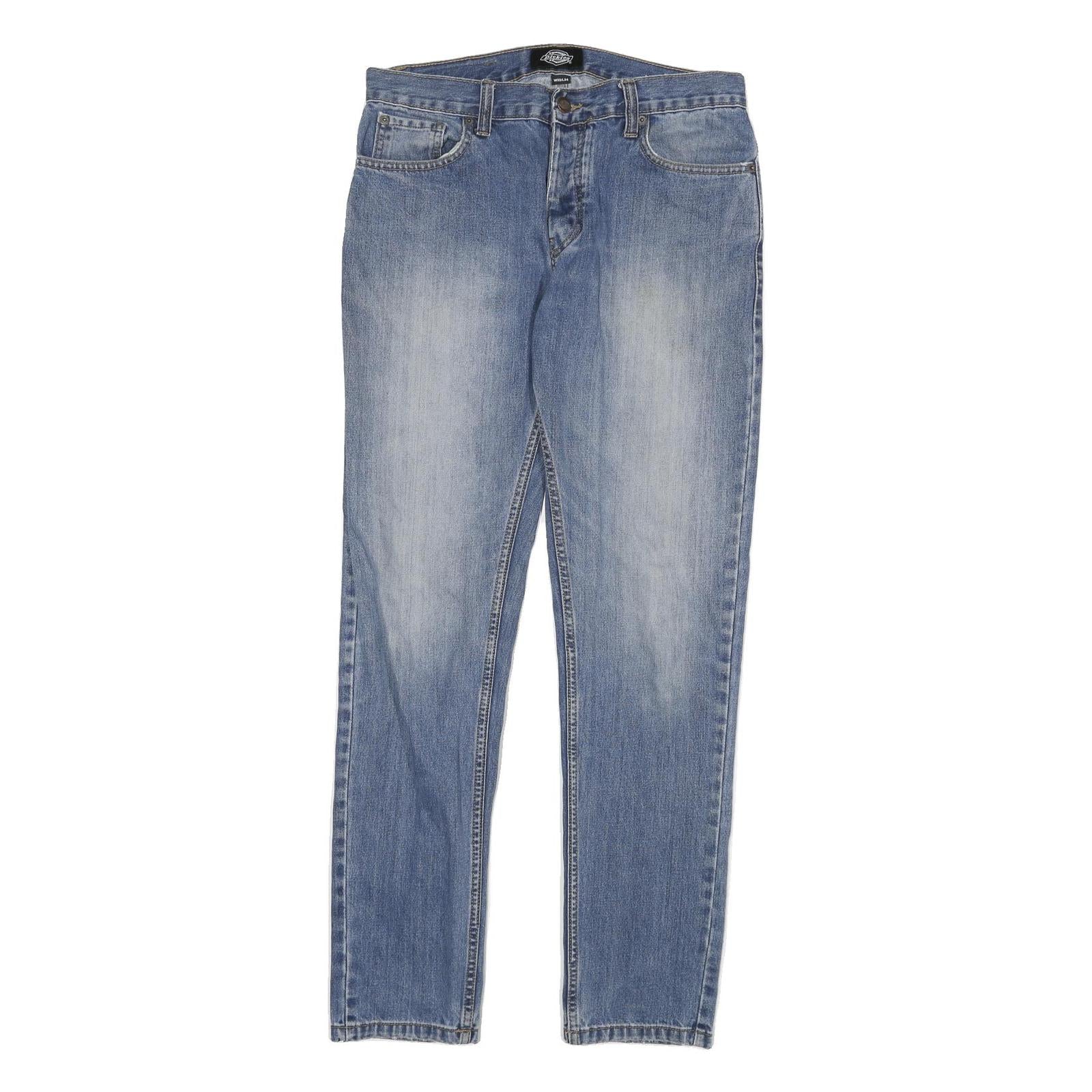 DICKIES Mens Slim Blue Denim Jeans Zip W33 L34 Classic Casual Wear Refurbished - N/A refurbished available on Cerqular