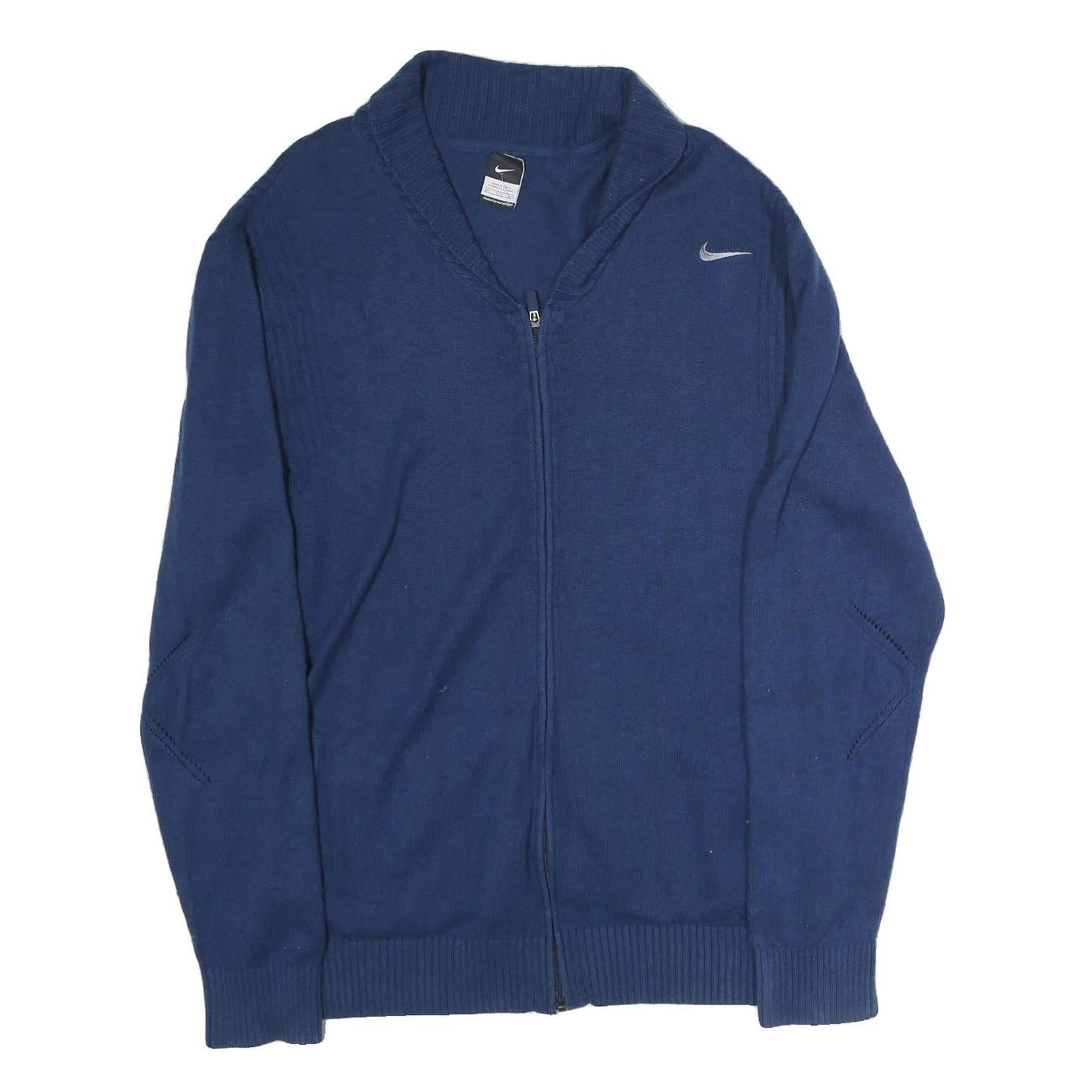 NIKE Mens Blue Plain Cotton Blend Jumper Full Zip Shawl Collar 2XL Sportswear Refurbished - N/A refurbished available on Cerqular