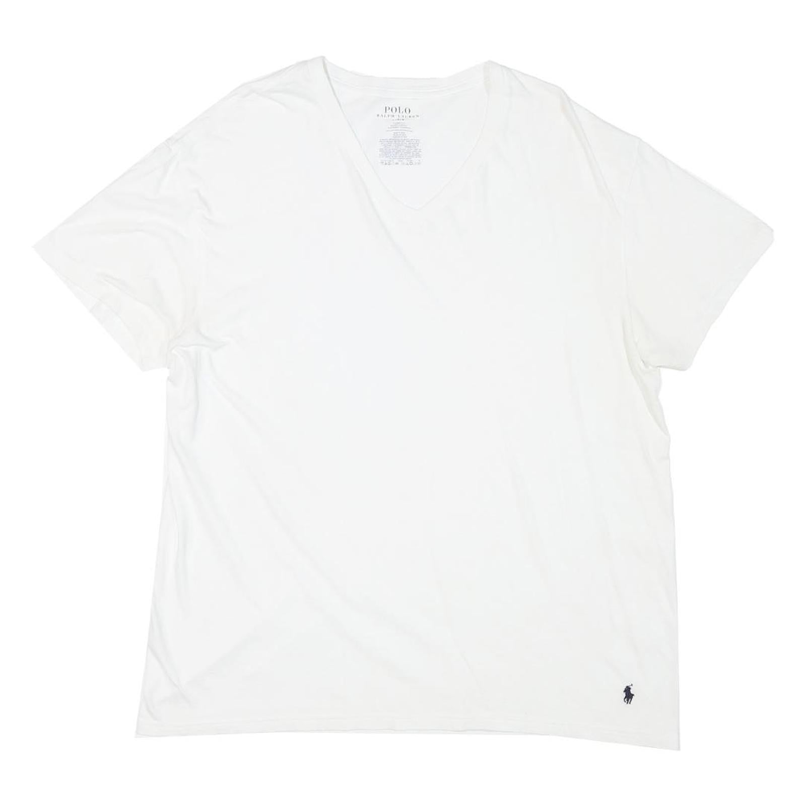POLO RALPH LAUREN Mens White Classic T-Shirt L Short Sleeve V-Neck Cotton Blend Refurbished - N/A refurbished available on Cerqular