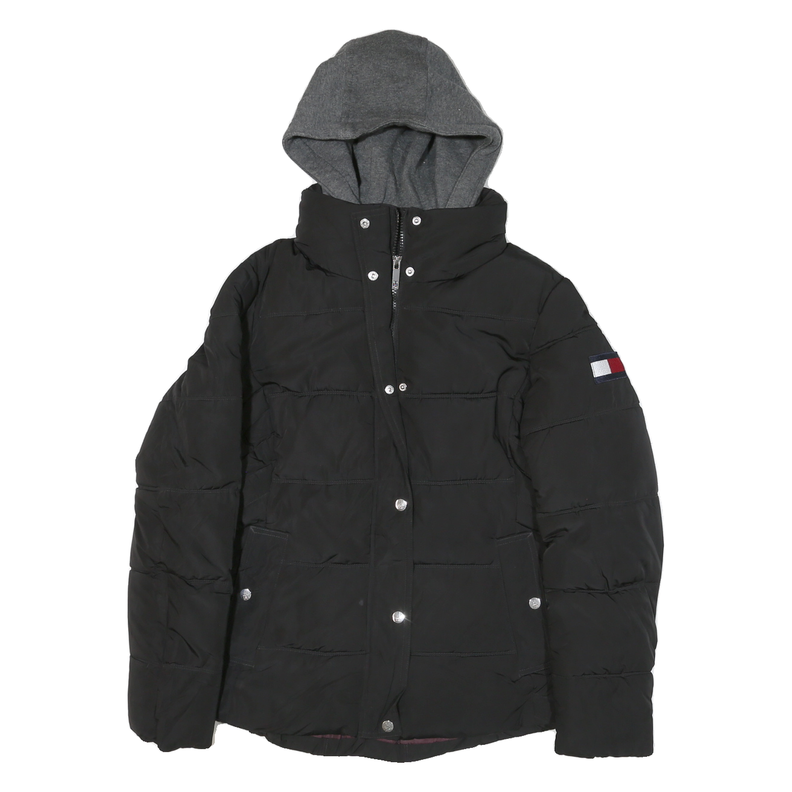 TOMMY HILFIGER Womens Black Jacket S Polyester Blend Quilted Hooded Zip Refurbished - N/A refurbished available on Cerqular