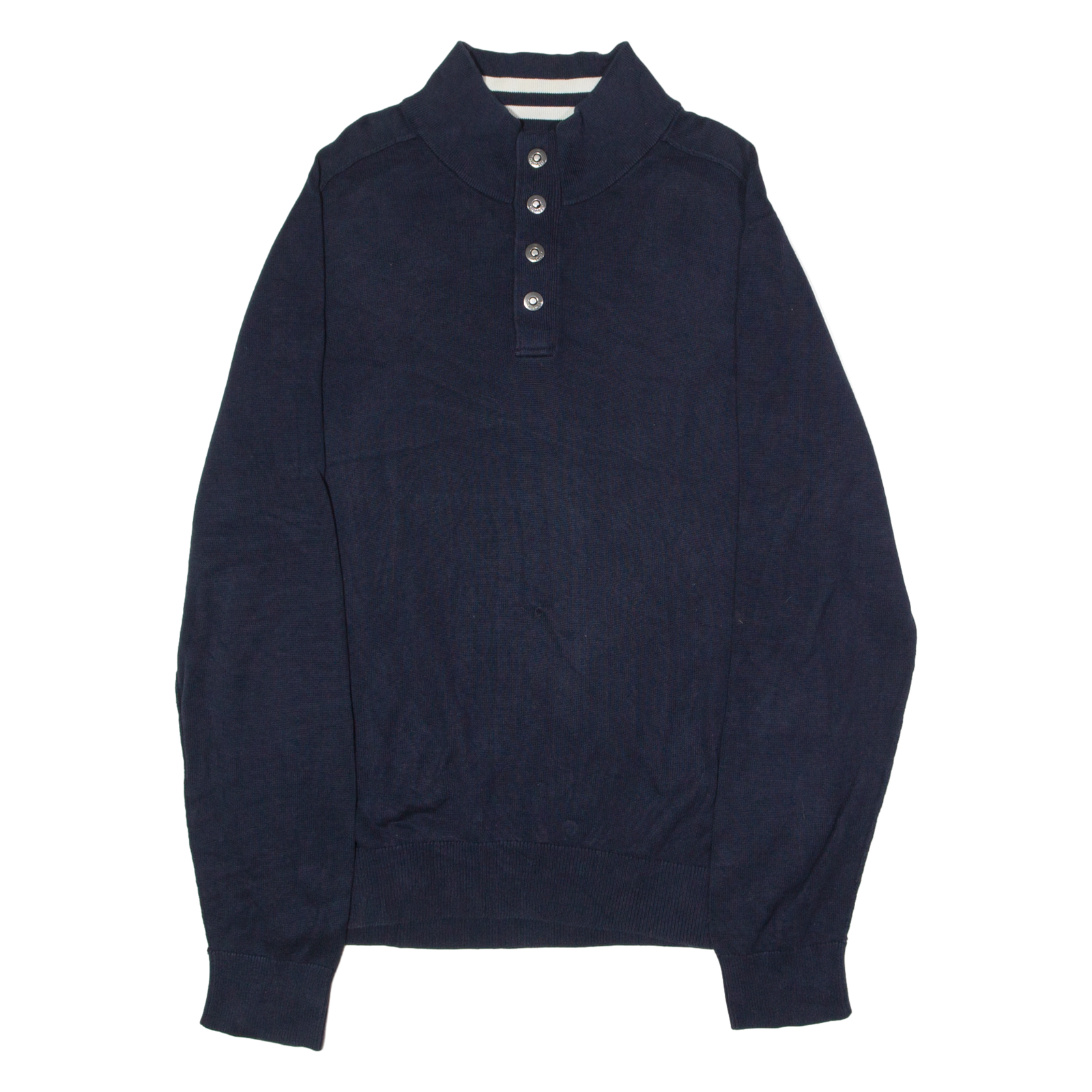 TOMMY HILFIGER Mens Jumper Blue Button Neck Tight Knit 2XL Refurbished - N/A refurbished available on Cerqular