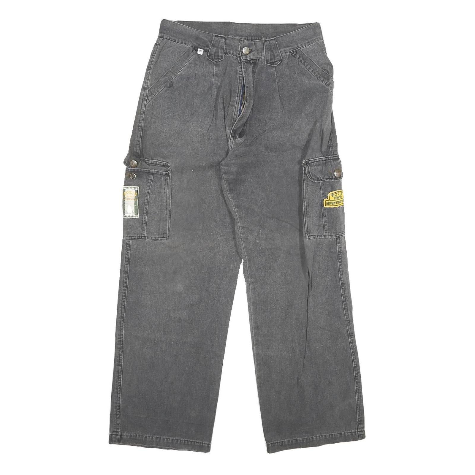 ROZIE Womens Relaxed Grey Denim Jeans W28 L27 Cargo Style Cotton Blend Zip Refurbished - N/A refurbished available on Cerqular