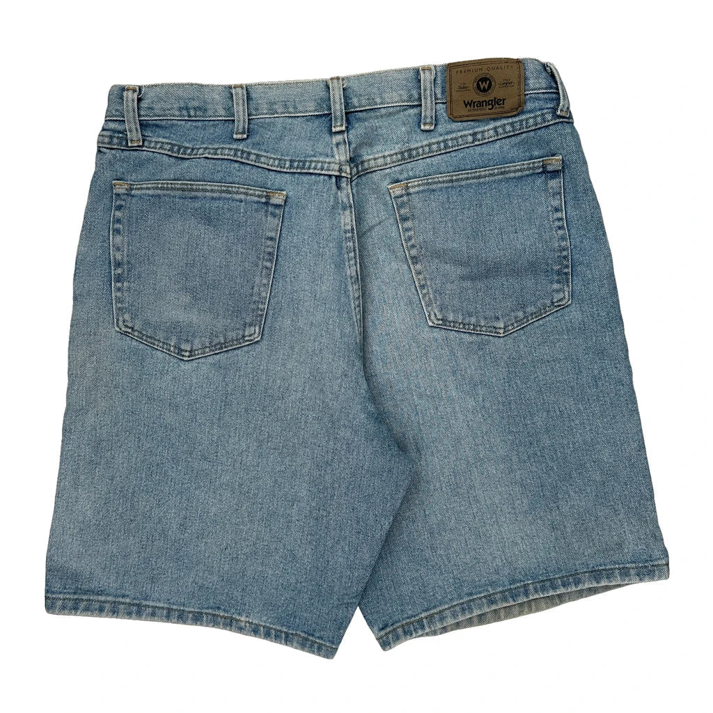 Wrangler Denim Shorts - 34W 8L Light Wash Cotton Refurbished - Thrifted (note: this is a term often used to describe second- refurbished available on Cerqular