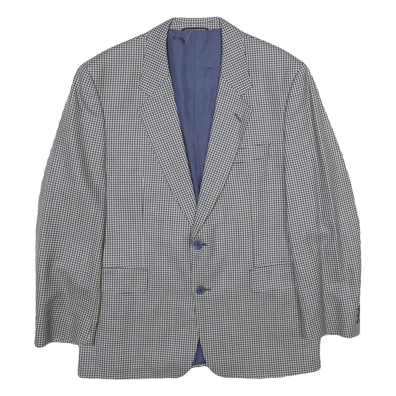 SCHILD Mens Grey & Blue Check Wool Blazer Jacket L Woven Classic Button Closure Refurbished - N/A refurbished available on Cerqular