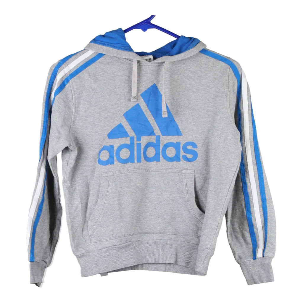 Buy Age 12 Adidas Spellout Hoodie - Small Grey Cotton Refurbished - $17.41 Age 12 Adidas Spellout Hoodie - Small Grey Cotton Refurbished - Thrifted (note: this is a term often used to describe second- refurbished available on Cerqular