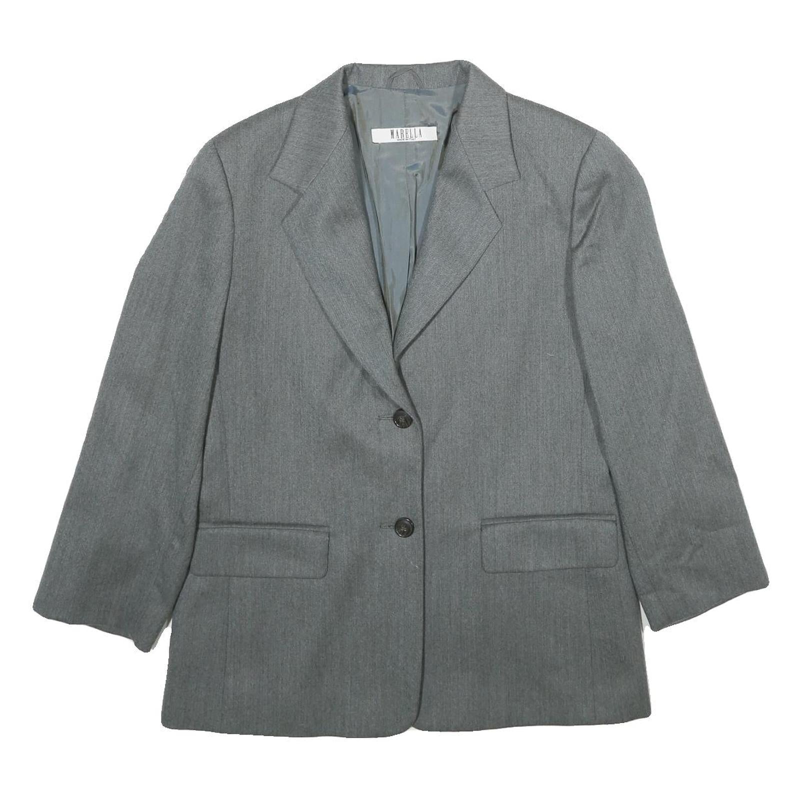 MARELLA Womens Grey Wool Classic Button Jacket UK 14 Tailored Plain Formal Refurbished - N/A refurbished available on Cerqular