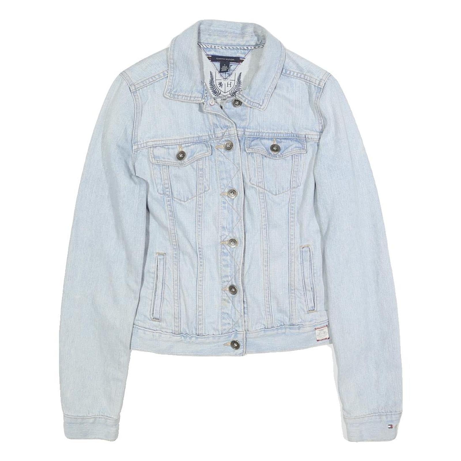 TOMMY HILFIGER Womens Blue Cotton Denim Button Jacket S Casual Lightweight Refurbished - N/A refurbished available on Cerqular