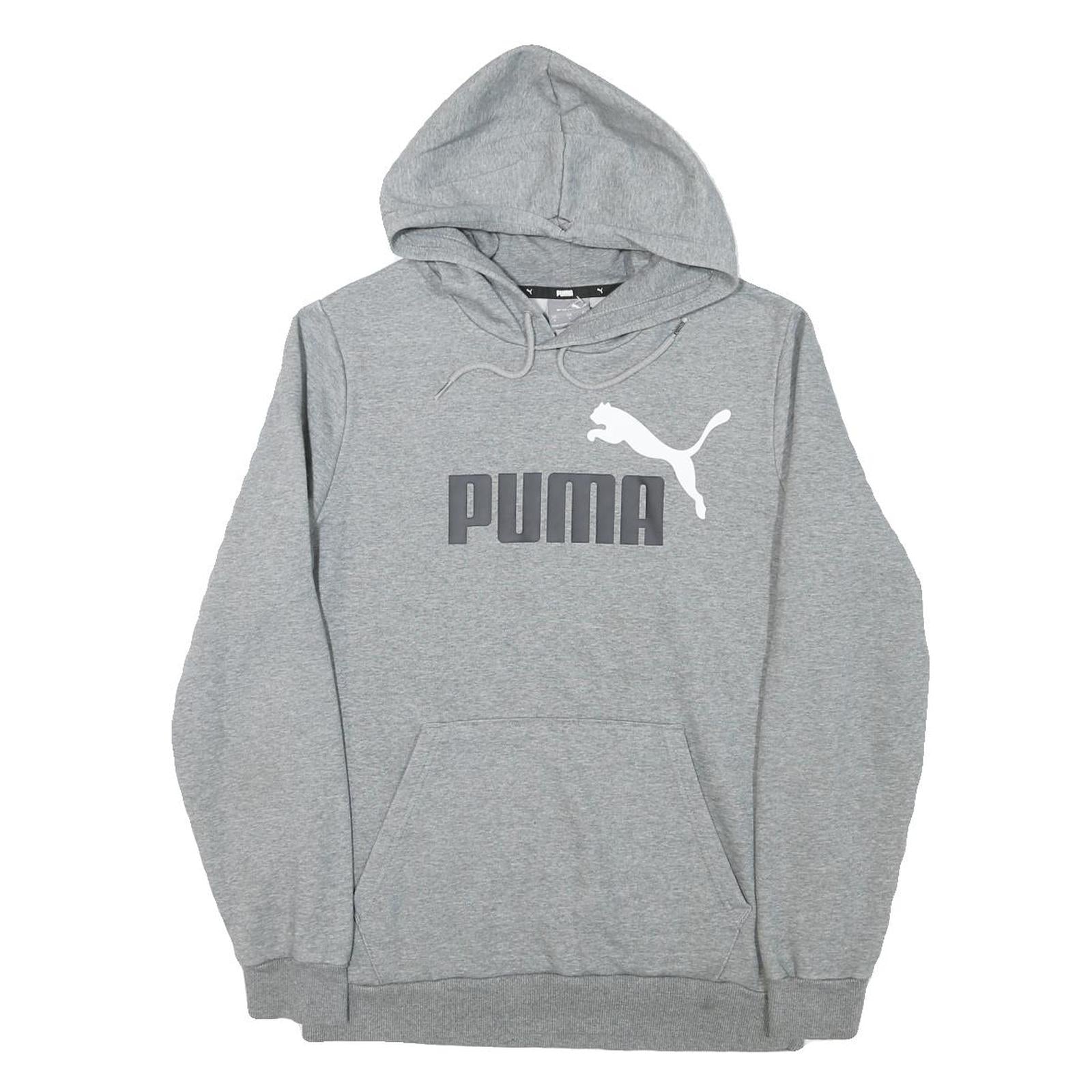 PUMA Mens Grey Pullover Hoodie S Cotton Blend Drawstring Hood Logo Sweatshirt Refurbished - N/A refurbished available on Cerqular