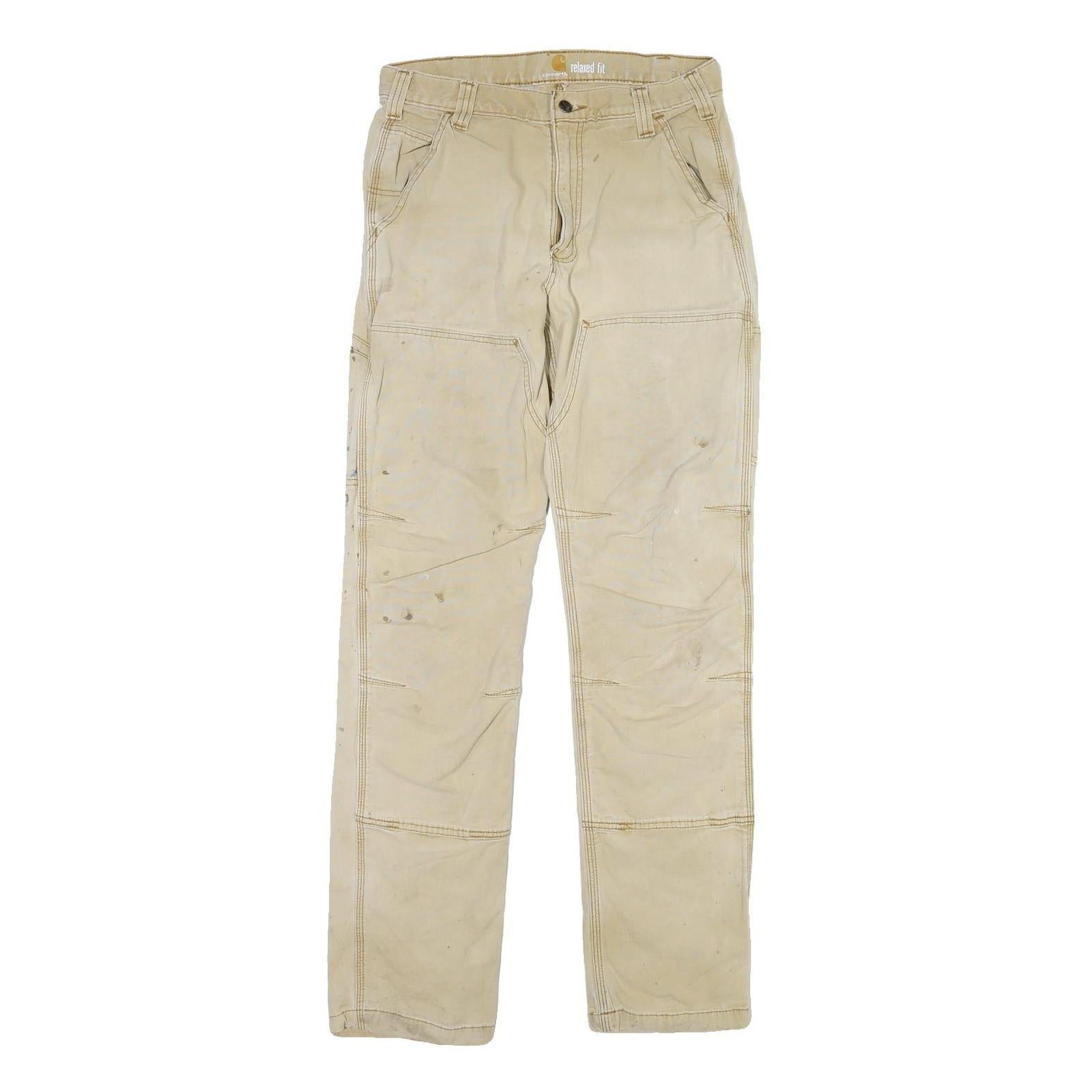 CARHARTT Mens Cotton Blend Beige Regular Fit Button Closure W32 L34 Trousers Refurbished - N/A refurbished available on Cerqular
