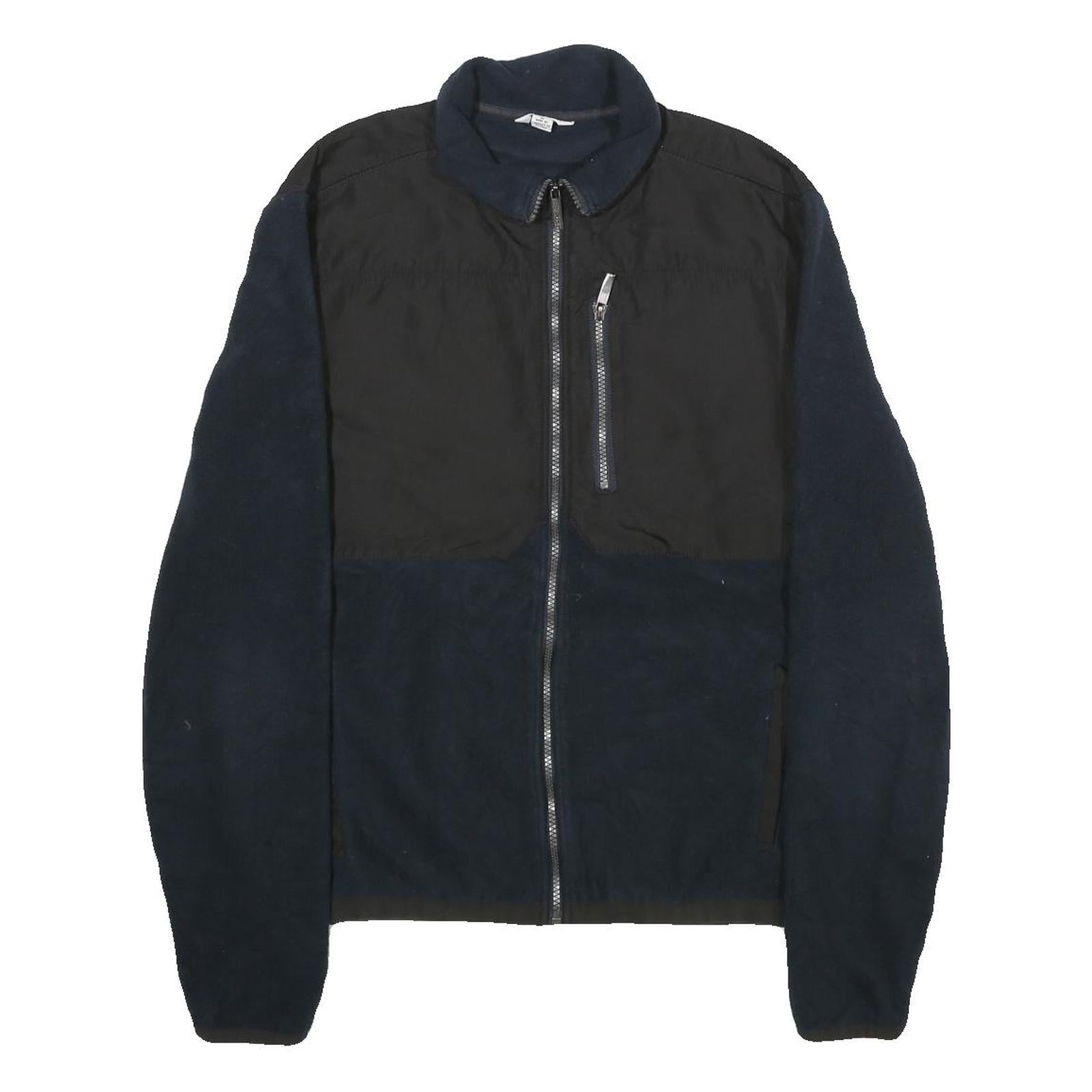 CALVIN KLEIN Womens Black & Navy Zip Up Fleece Jacket M Polyester Casual Refurbished - N/A refurbished available on Cerqular