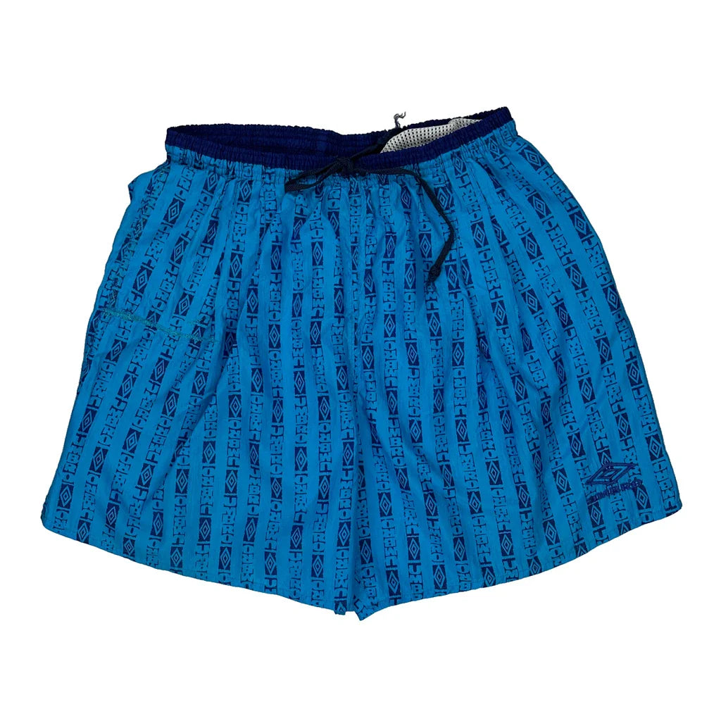 Umbro Sport Shorts - Large Blue Polyester Refurbished - Thrifted (note: this is a term often used to describe second- refurbished available on Cerqular