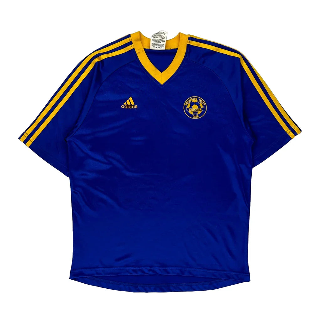 Abington Youth Soccer Club Adidas Football Shirt - Small Blue Polyester Refurbished - Thrifted (note: this is a term often used to describe second- refurbished available on Cerqular