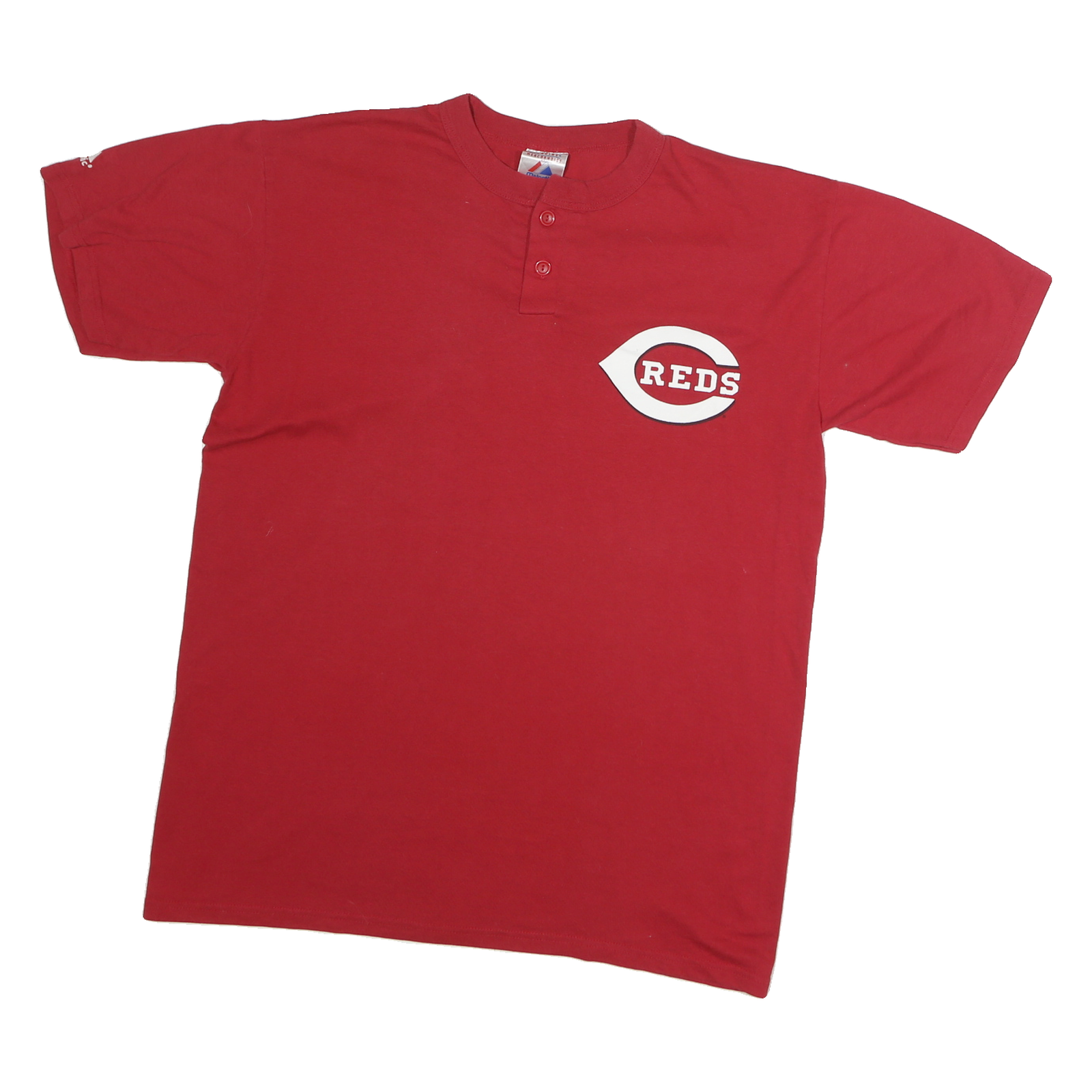 GENUINE MERCHANDISE Mens Red Reds Graphic T-Shirt M Short Sleeve Henley Neck Refurbished - N/A refurbished available on Cerqular